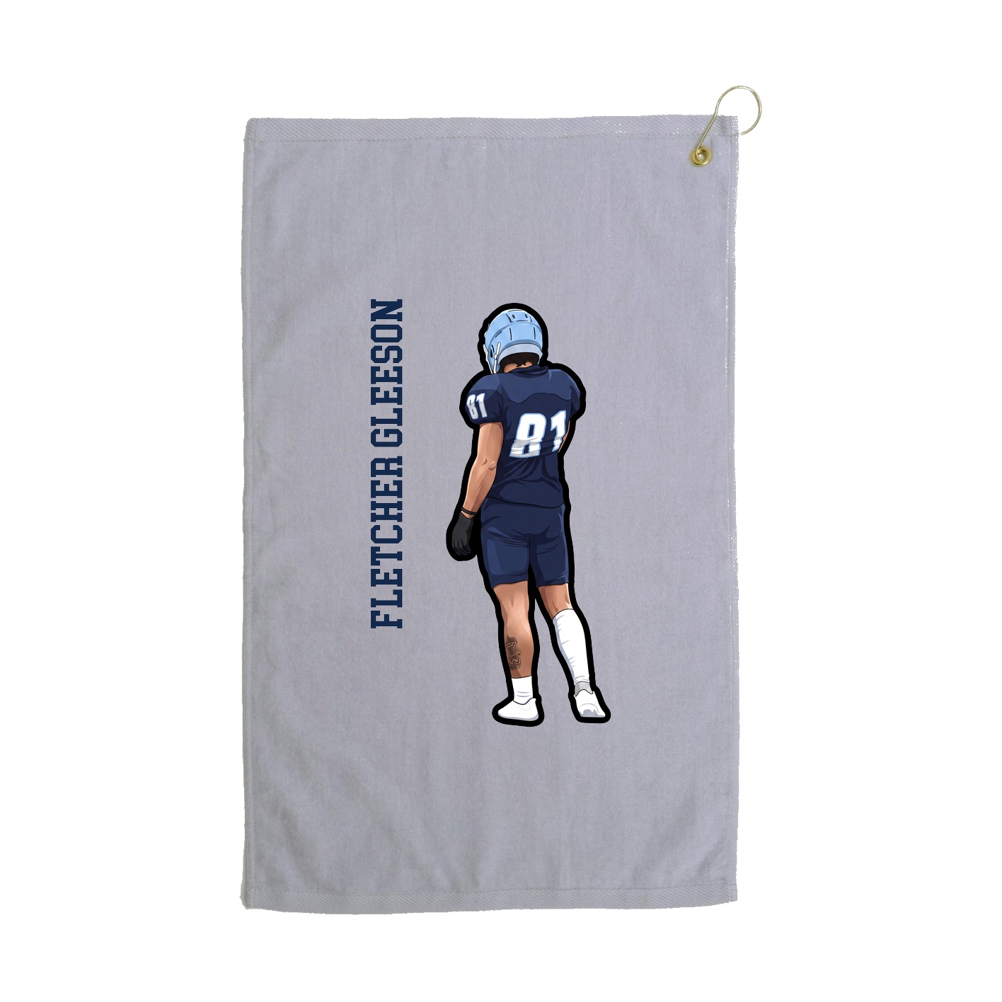 Golf Towel — Name Vertical in Grey