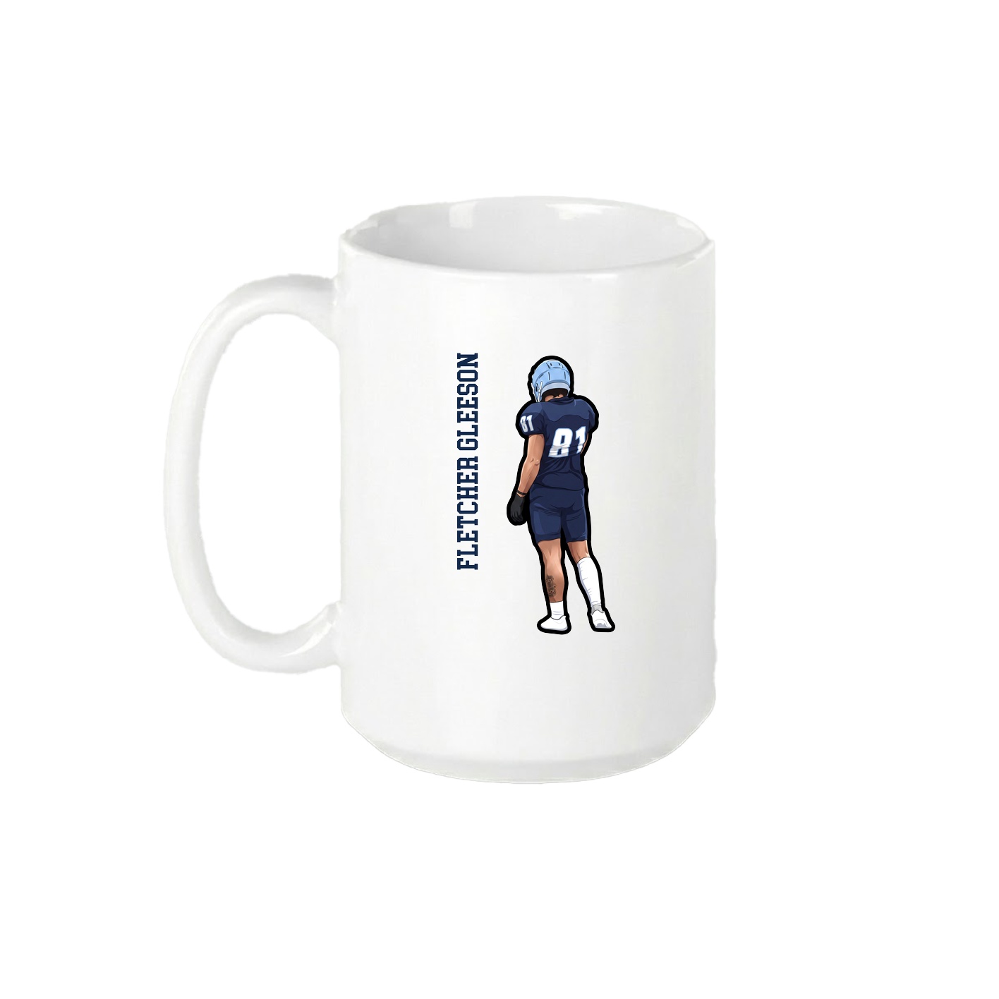 15oz Coffee Mug — Name Vertical in White