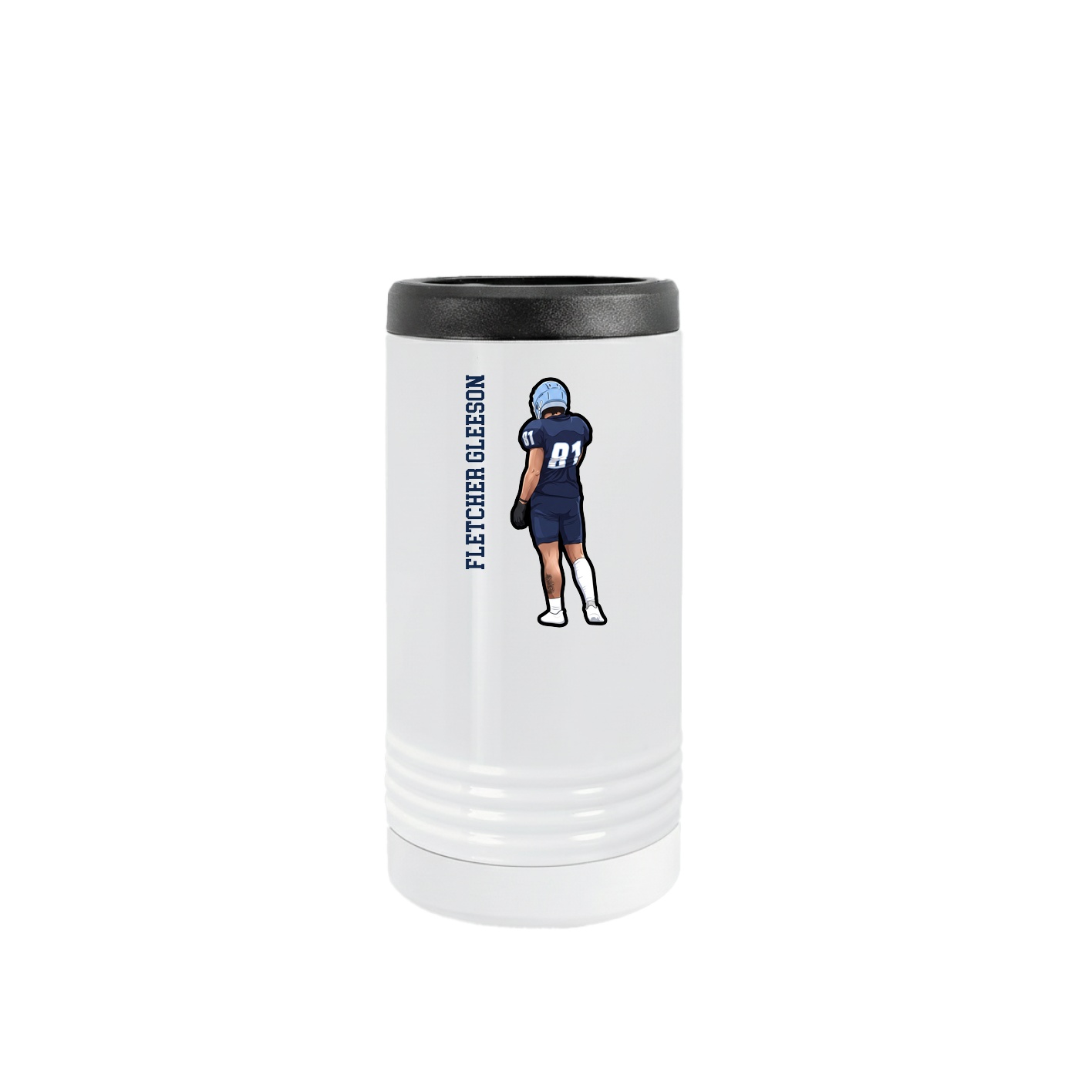Slim Beverage Holder — Name Vertical in White