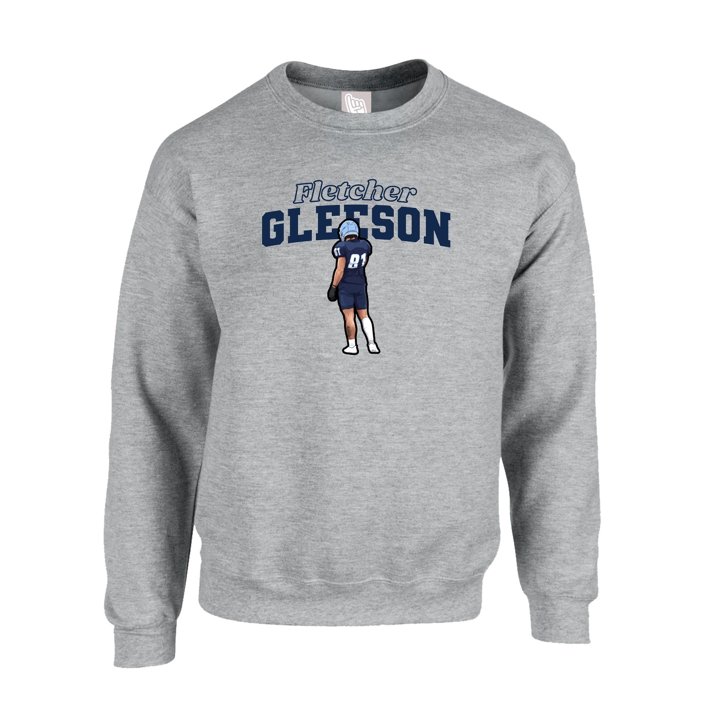 Fleece Crew — Name Arch in Grey