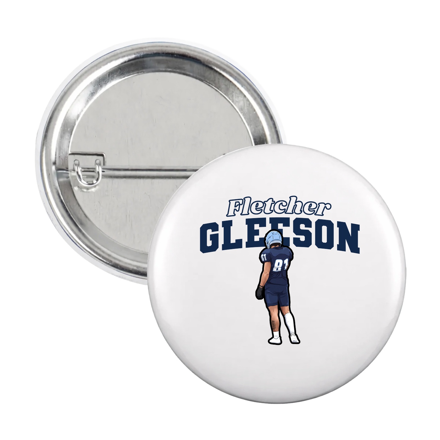 Game Day Button — Name Arch in White