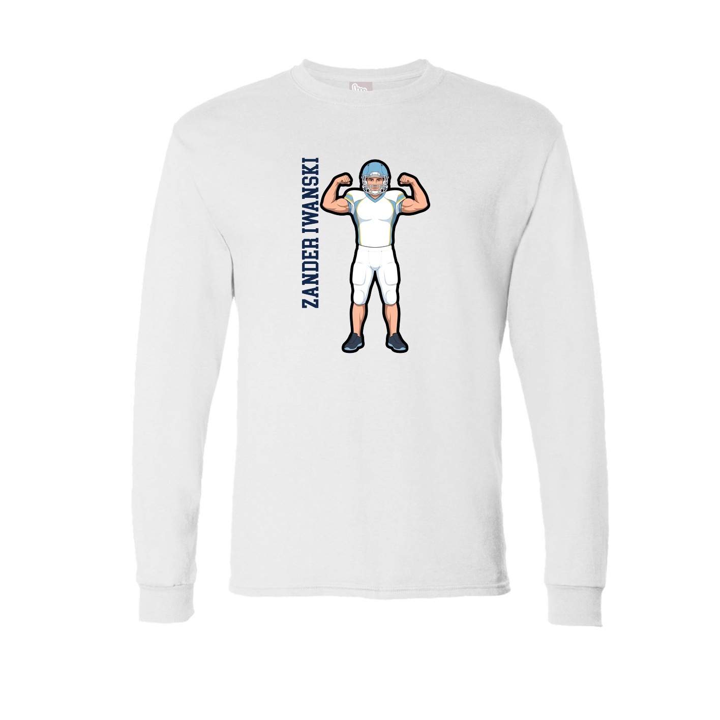 Long Sleeve Tee — Name Vertical in White
