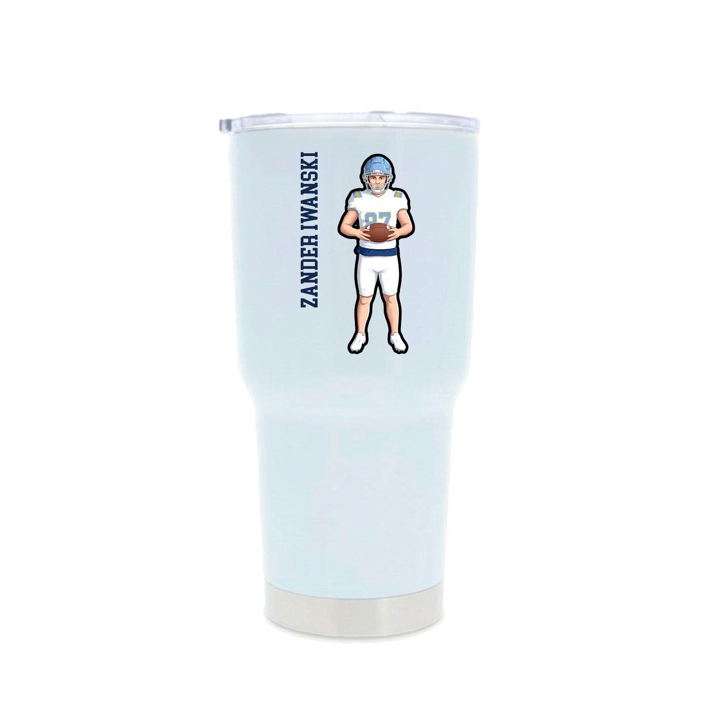 30oz Stainless Steel Tumbler — Name Vertical in White
