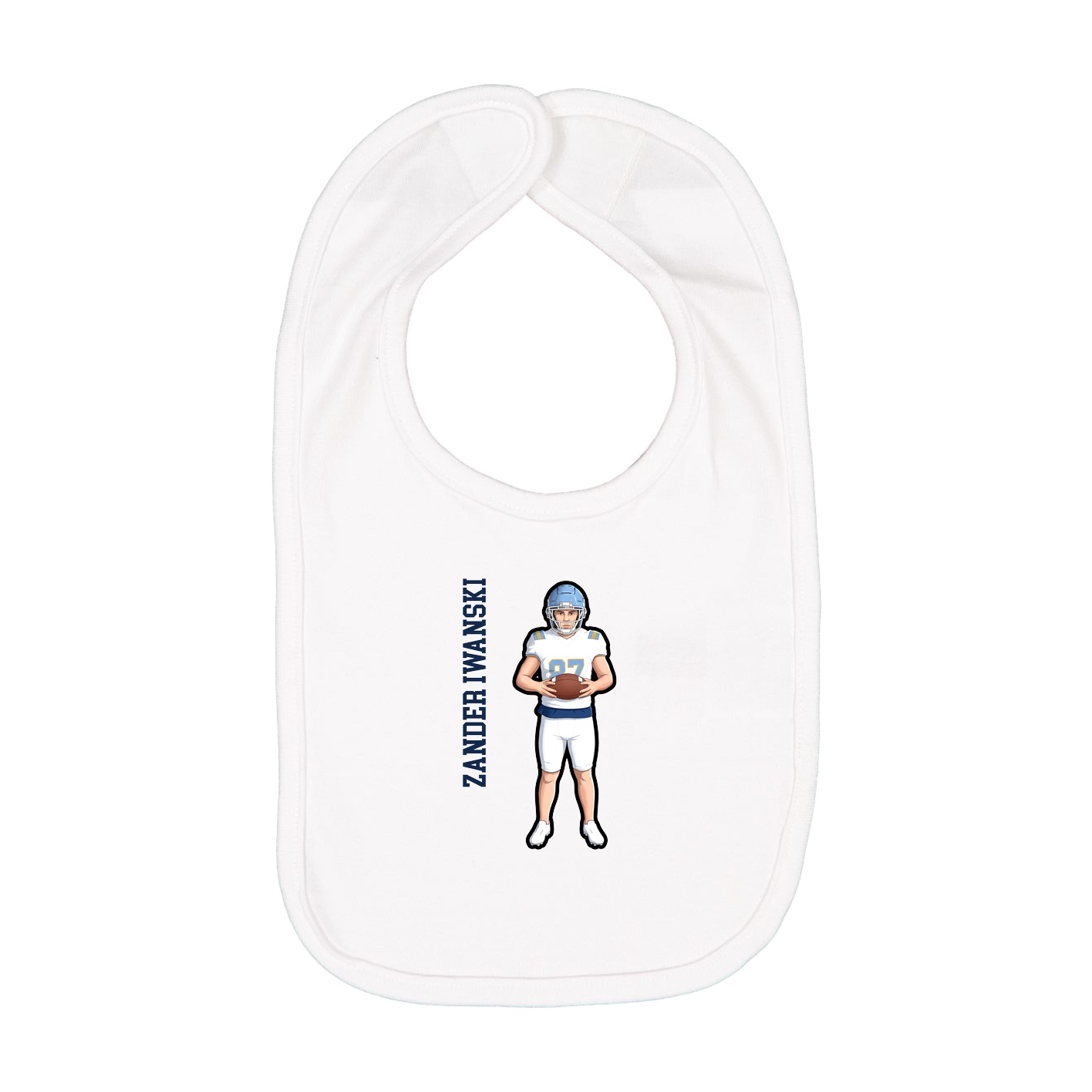 Infant Bib — Name Vertical in White