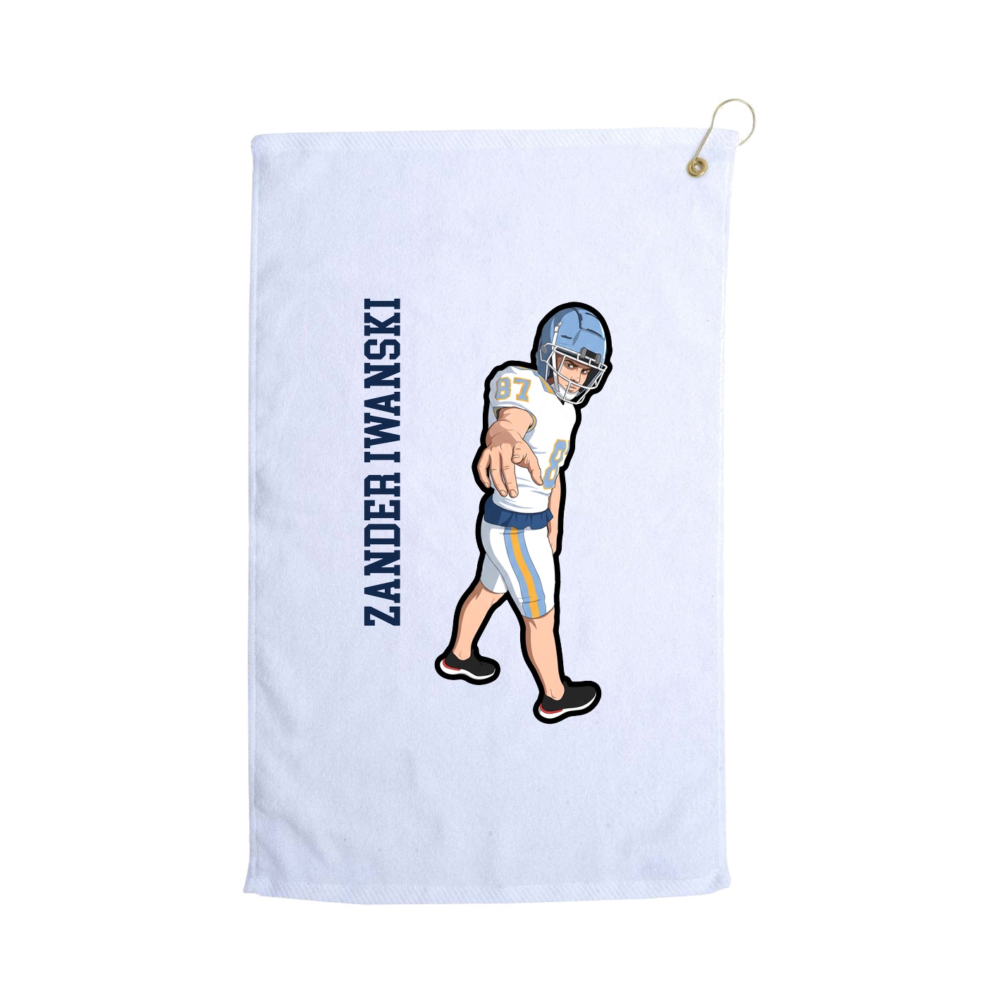 Golf Towel — Name Vertical in White