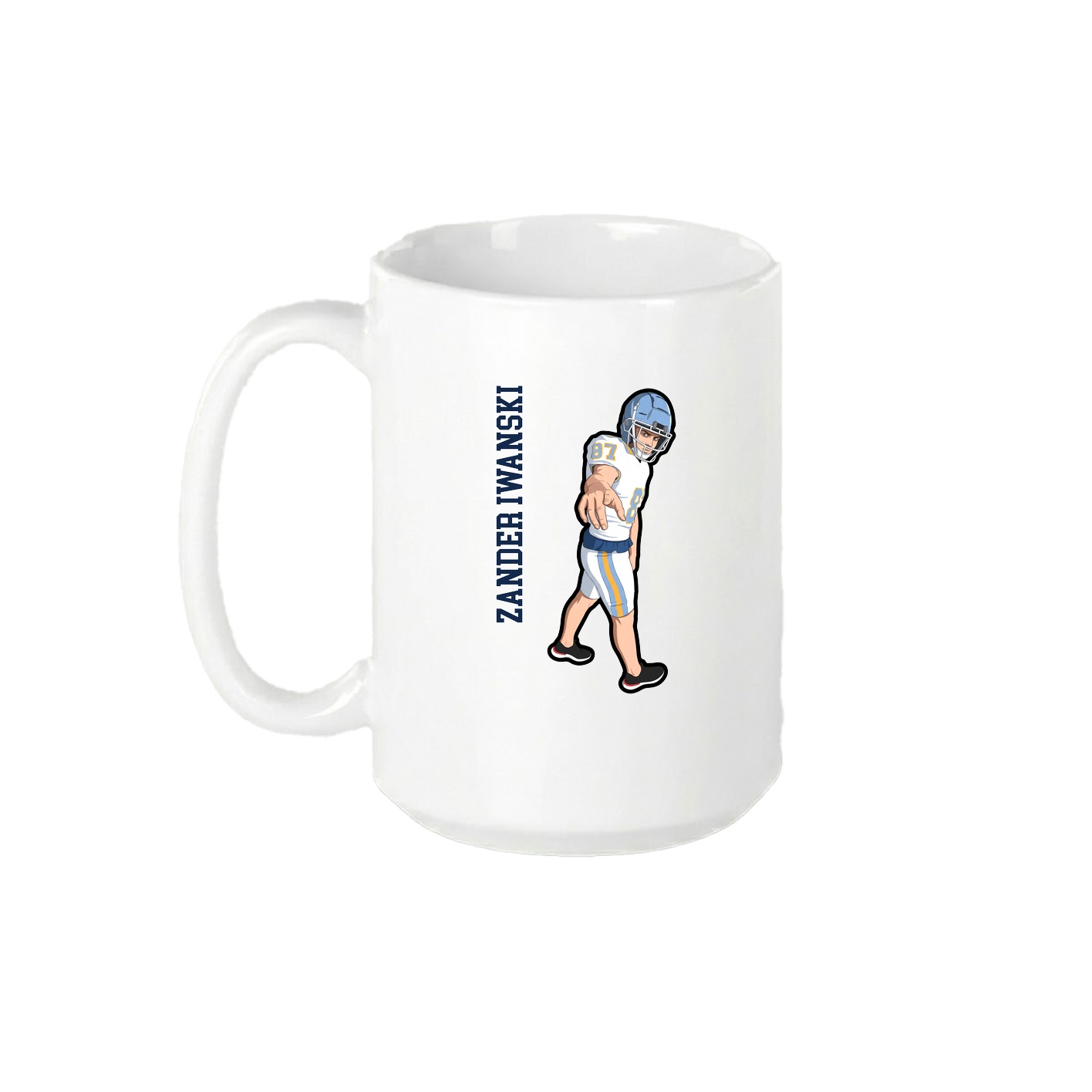 15oz Coffee Mug — Name Vertical in White