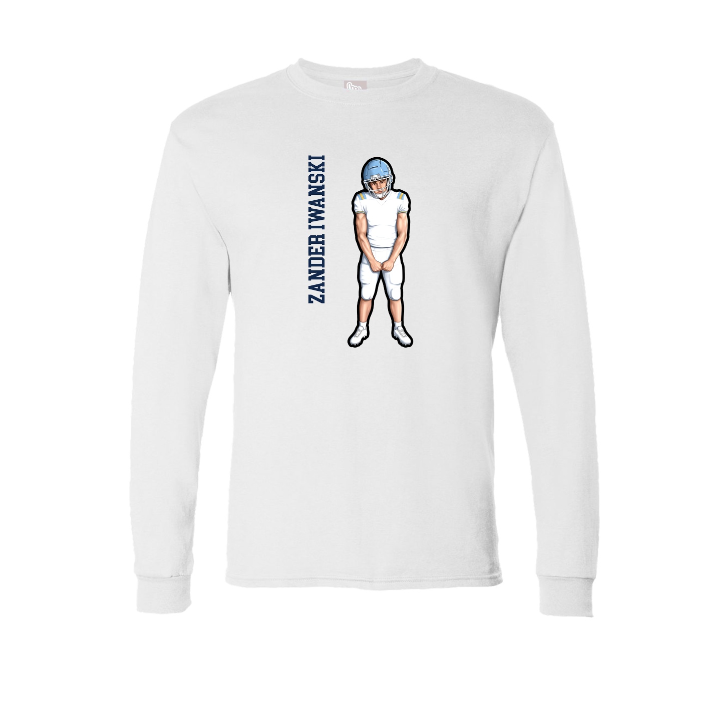 Long Sleeve Tee — Name Vertical in White