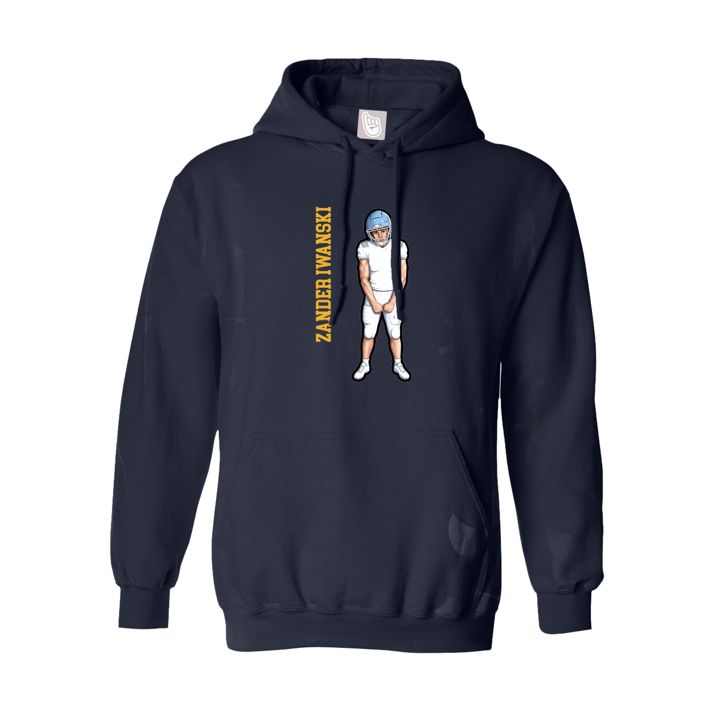 Hoodie — Name Vertical in Navy