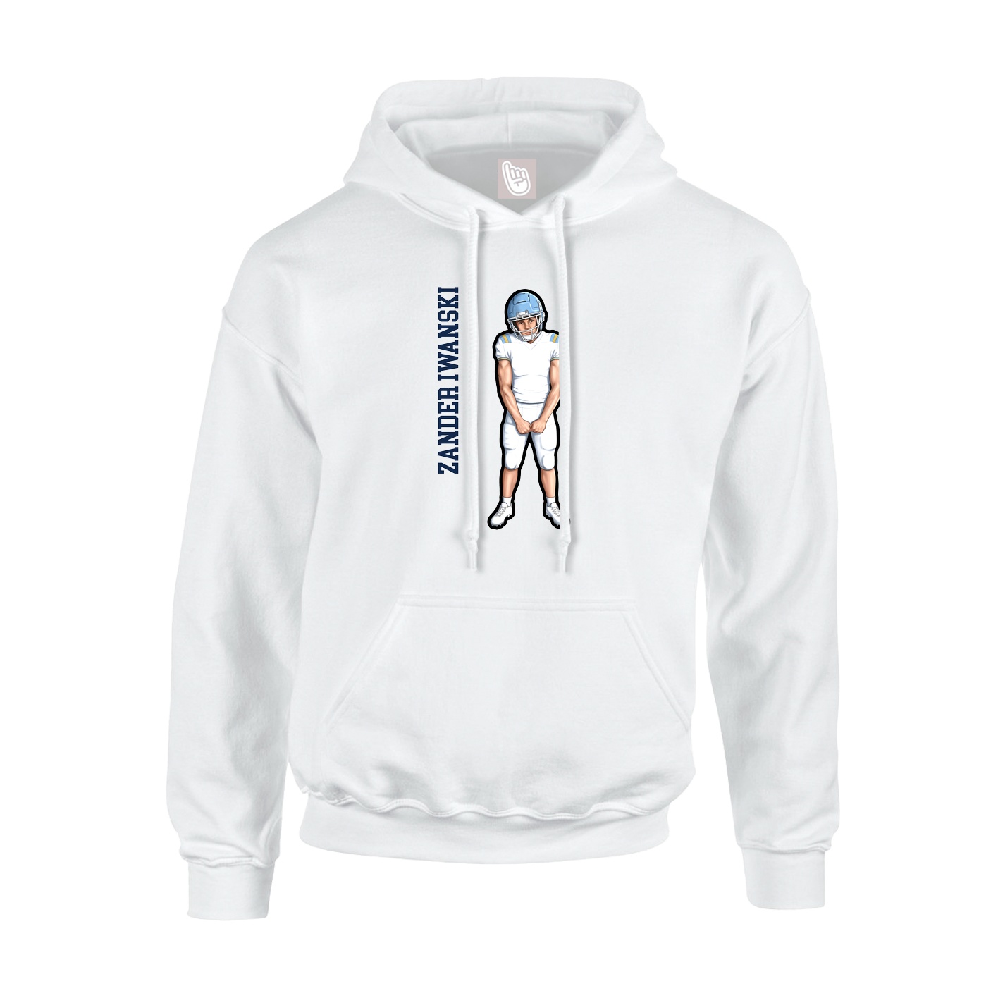 Youth Hoodie — Name Vertical in White