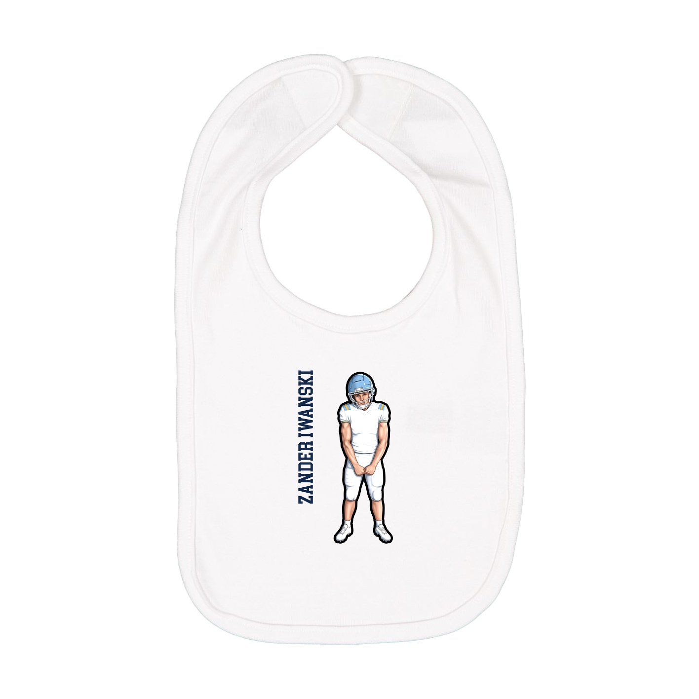 Infant Bib — Name Vertical in White