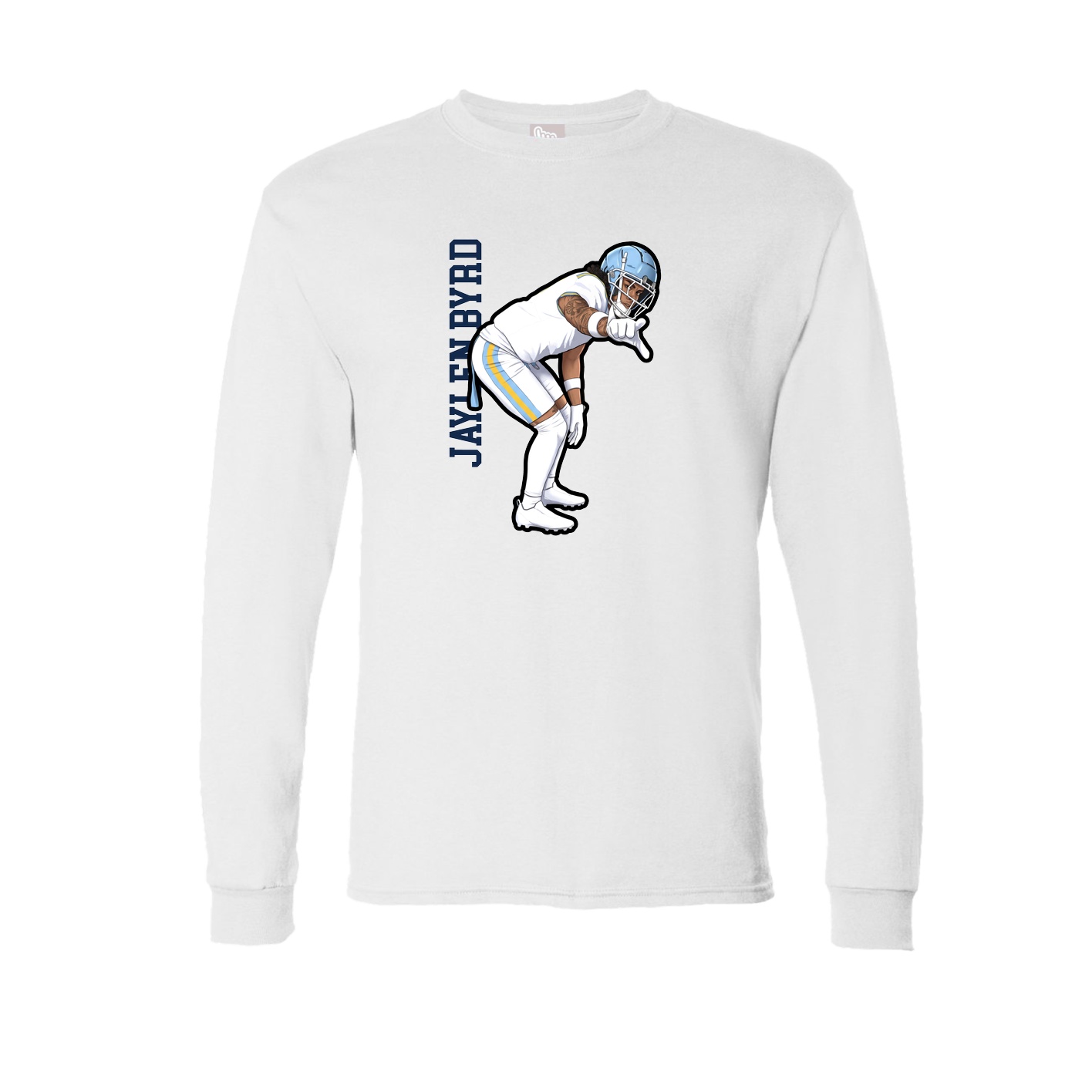 Long Sleeve Tee — Name Vertical in White