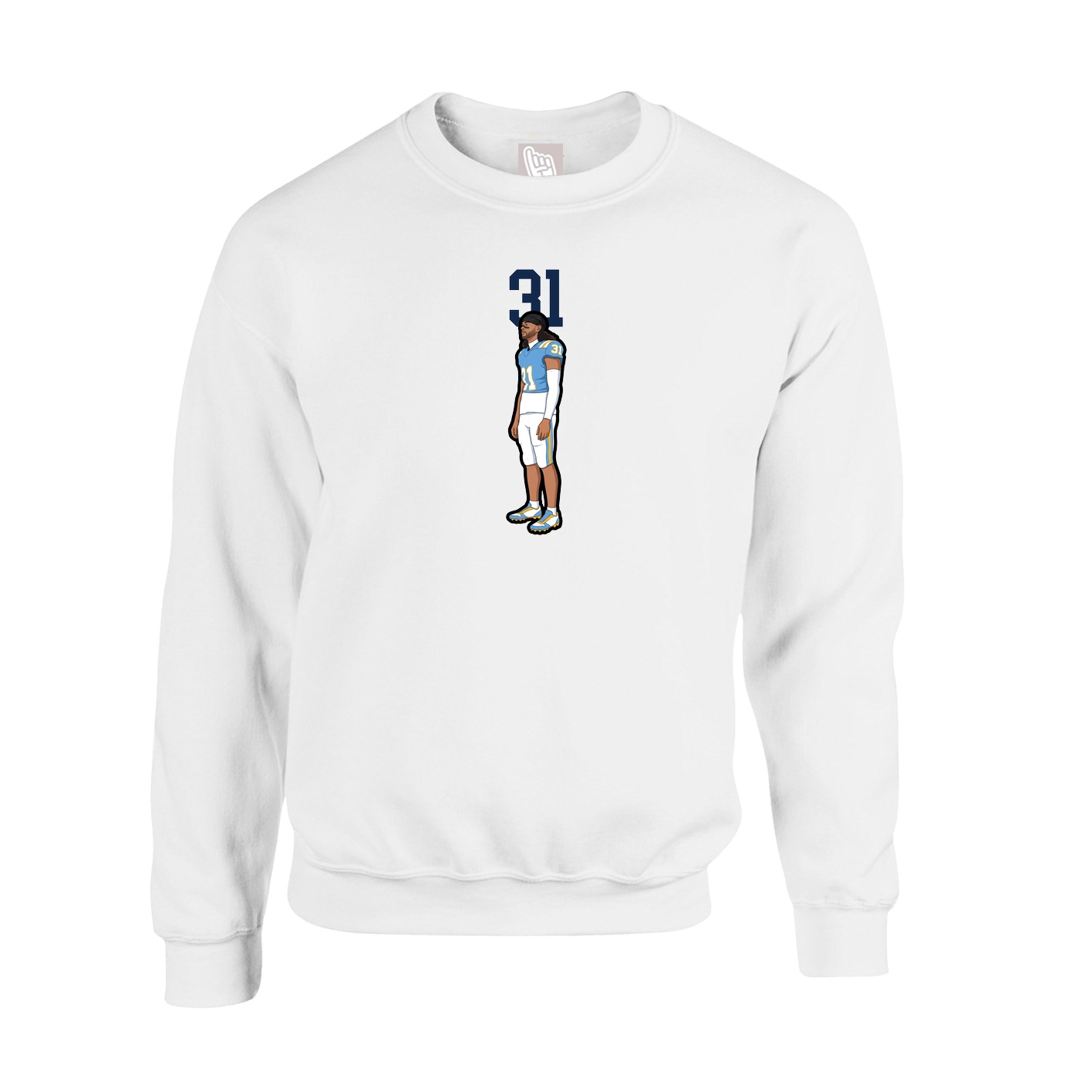 Fleece Crew — Number Top in White