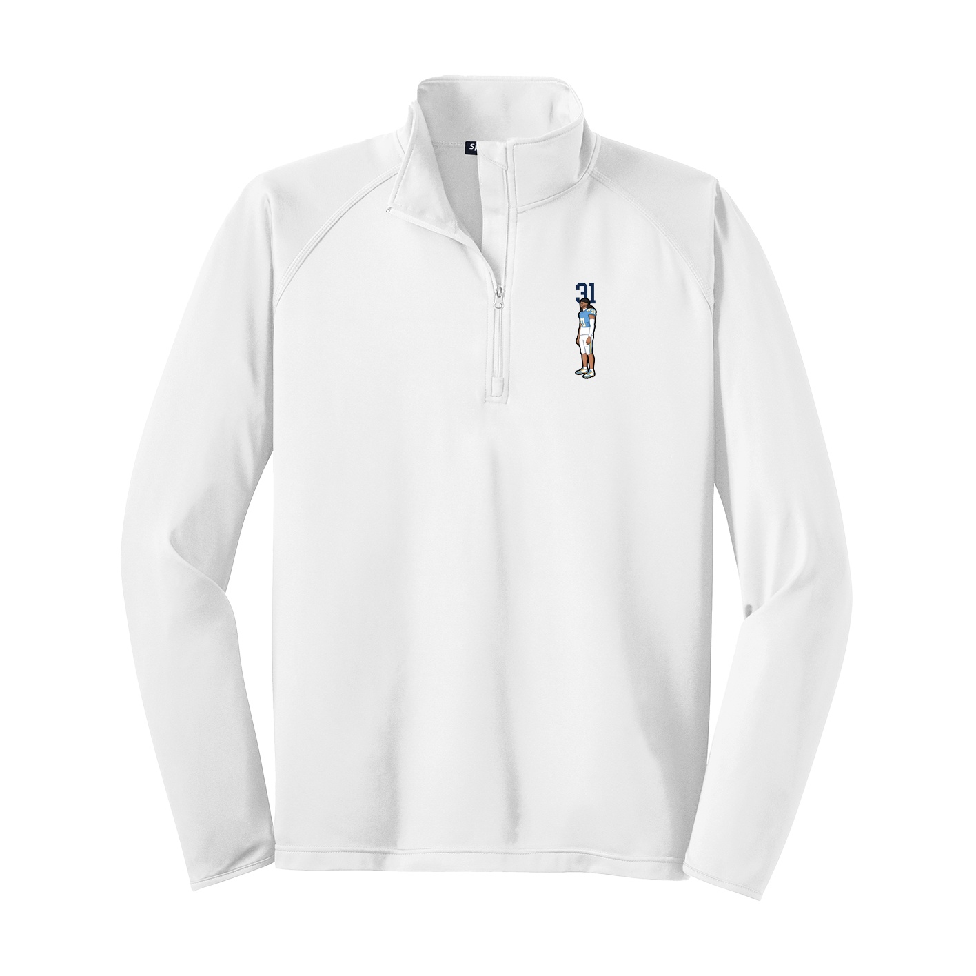 Q-Zip Pullover — Number Top in White