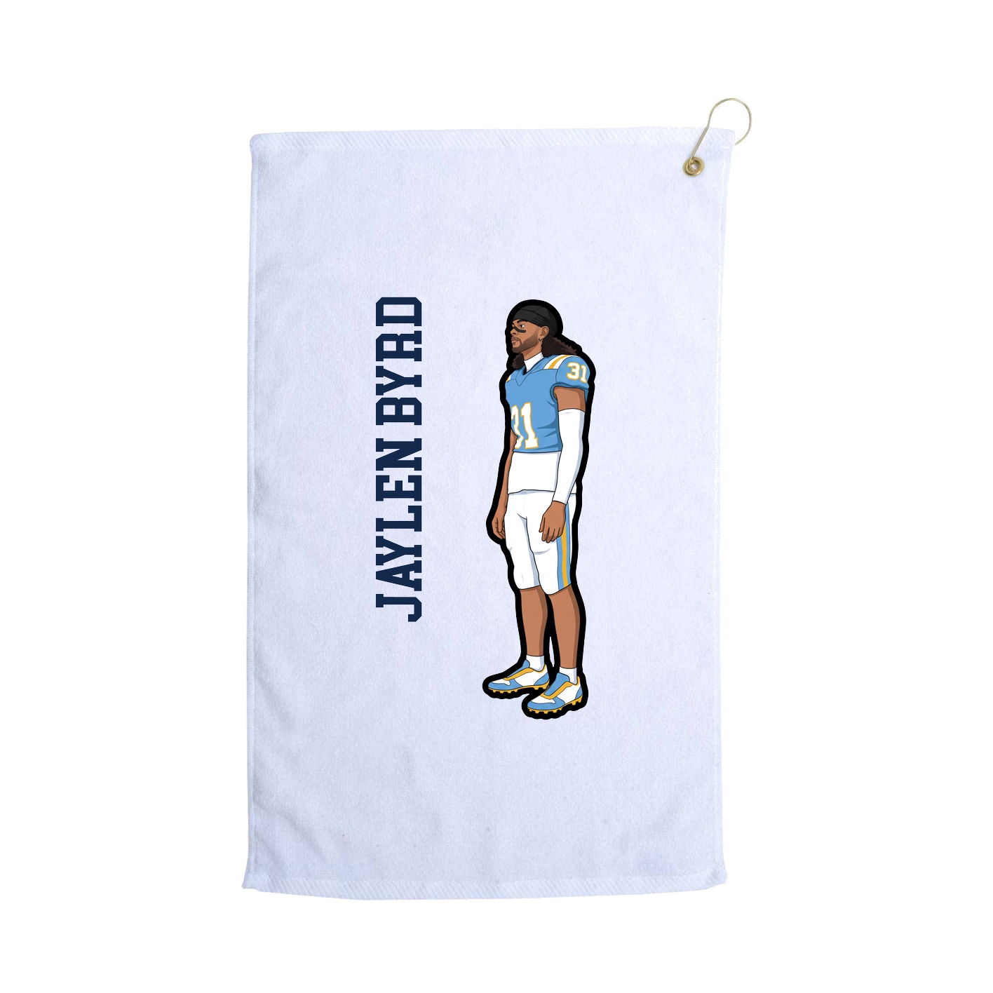 Golf Towel — Name Vertical in White