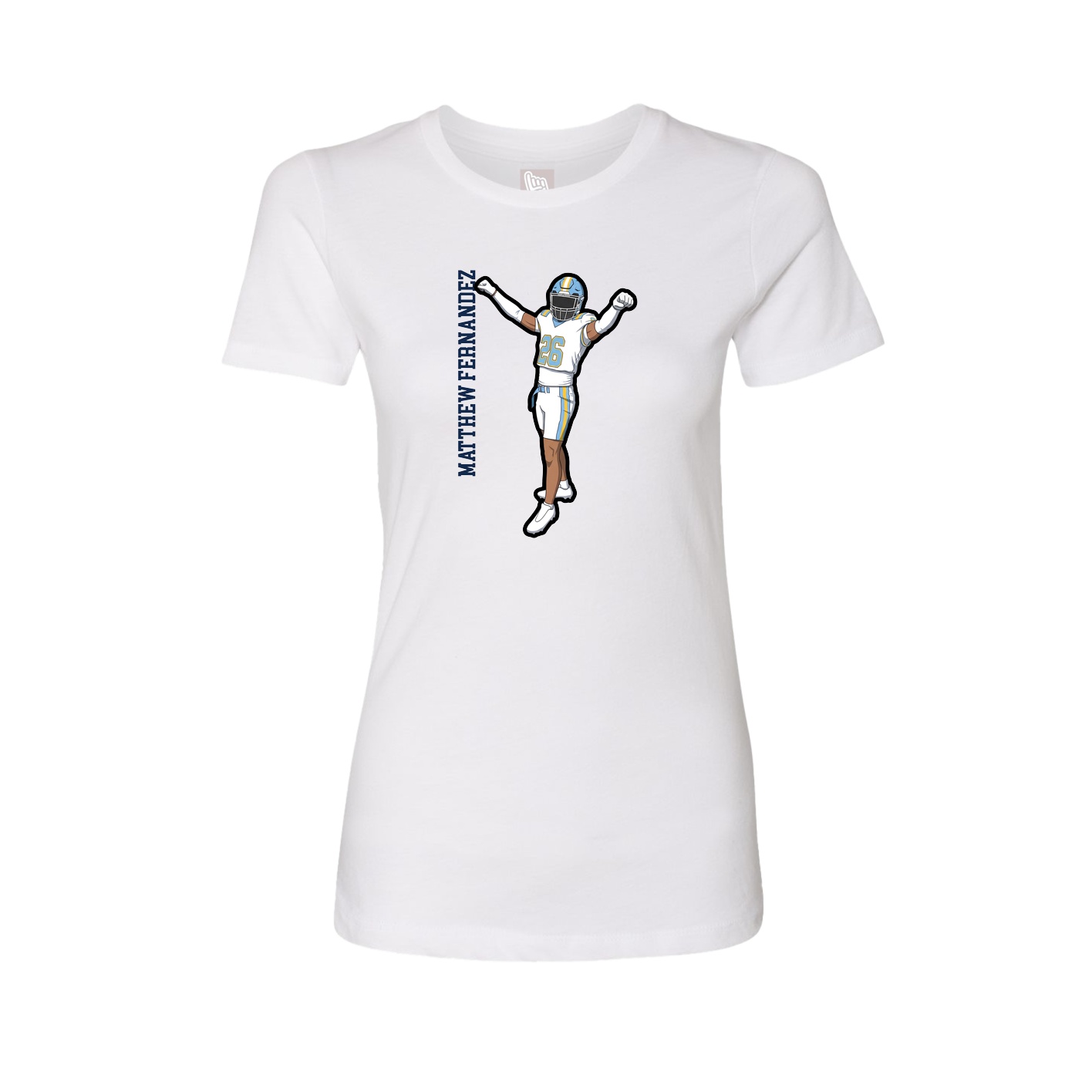 Fitted Women's Tee — Name Vertical in White