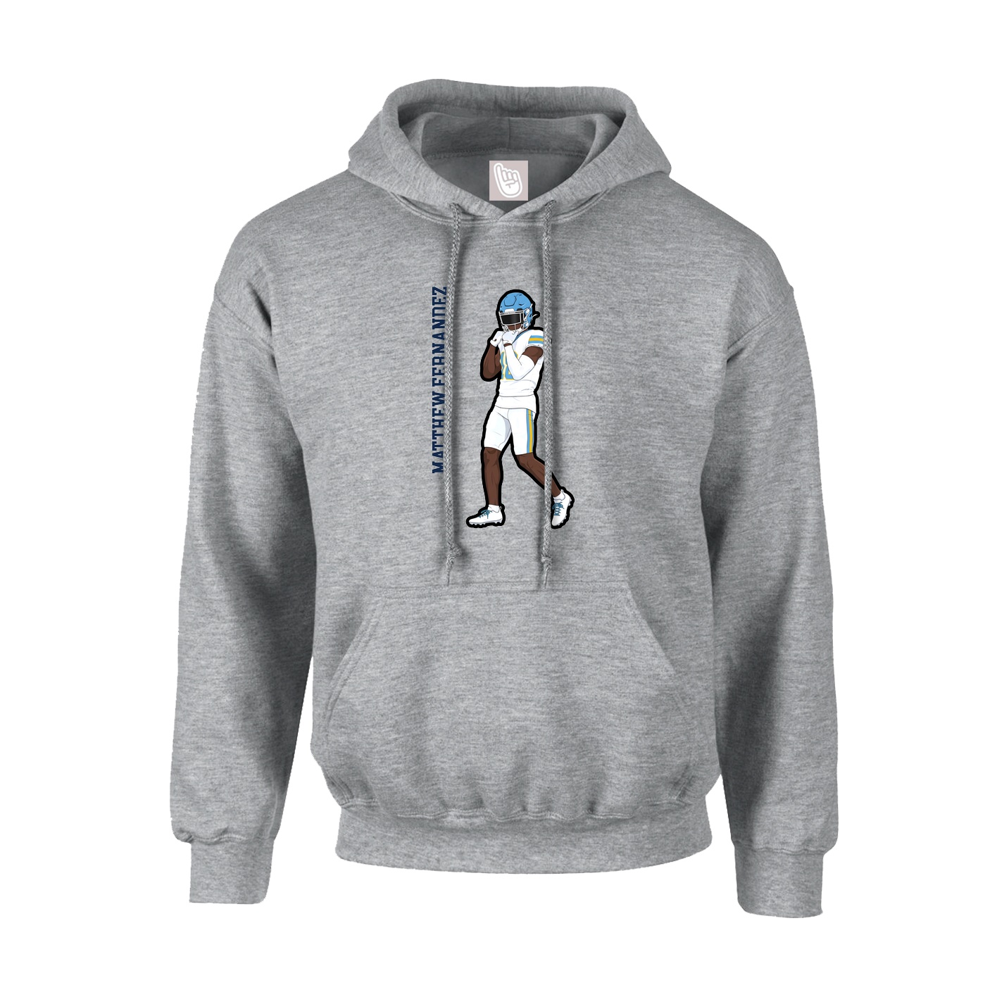 Youth Hoodie — Name Vertical in Grey