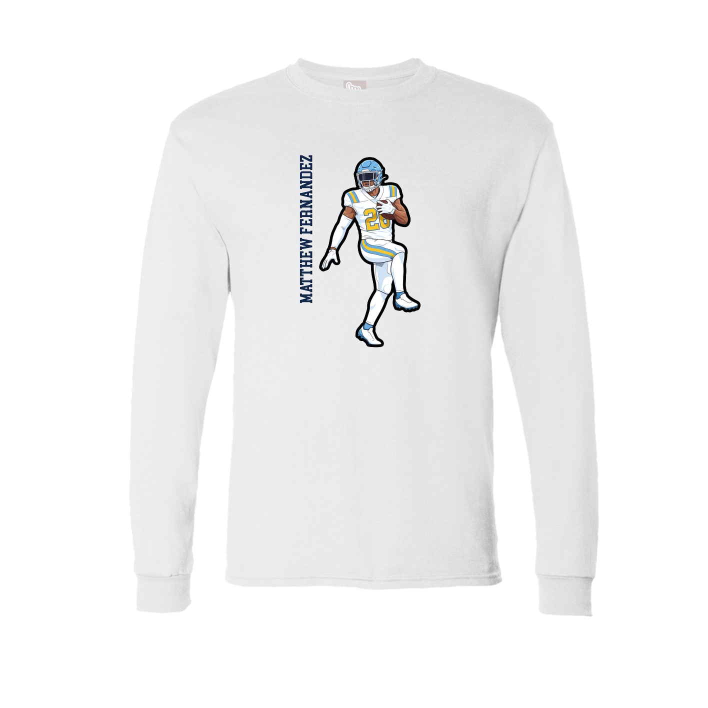 Long Sleeve Tee — Name Vertical in White