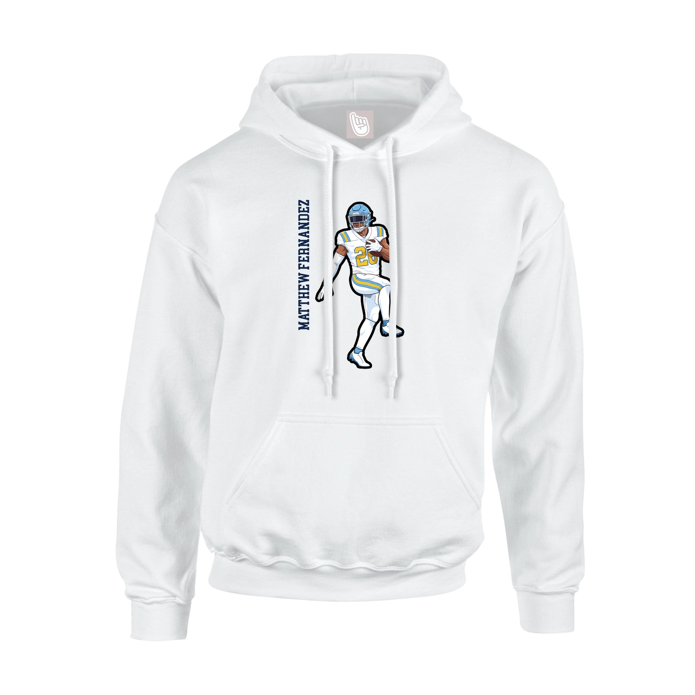 Youth Hoodie — Name Vertical in White
