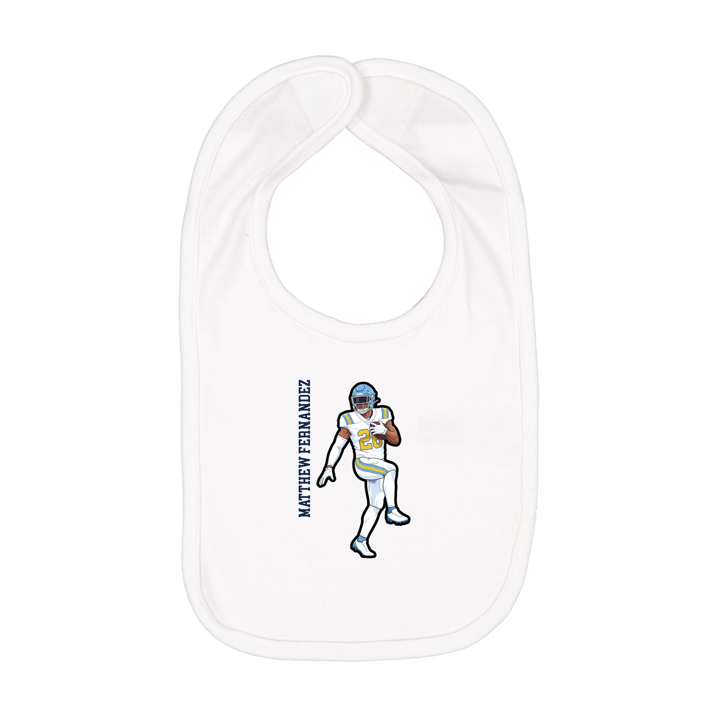 Infant Bib — Name Vertical in White