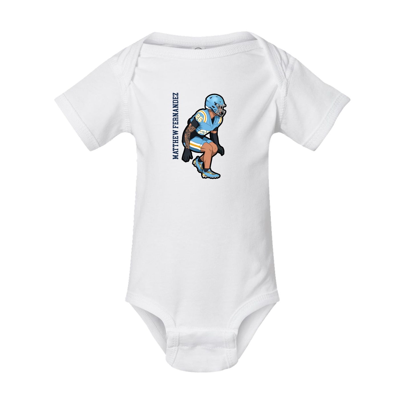 Baby Onesie — Name Vertical in White