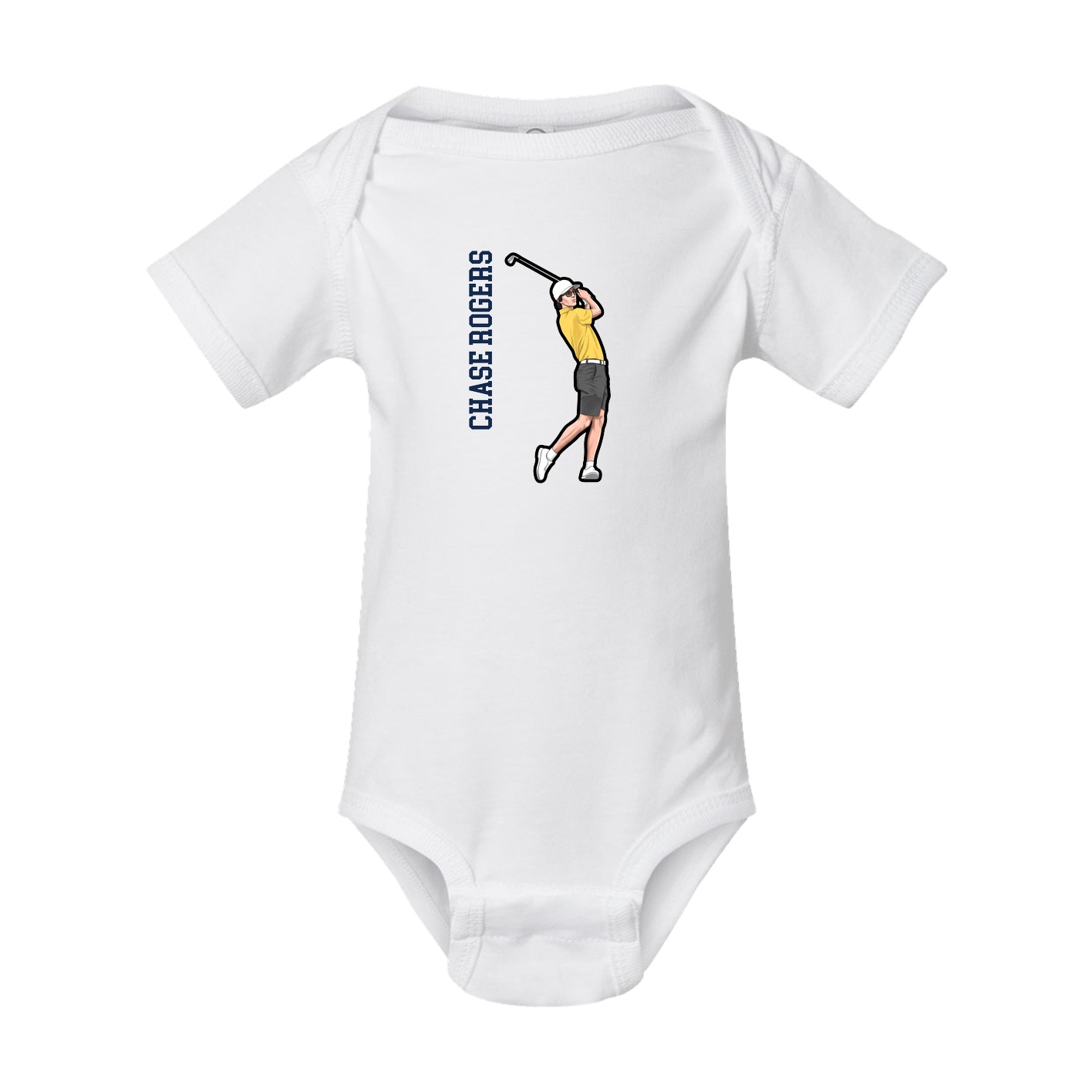 Baby Onesie — Name Vertical in White