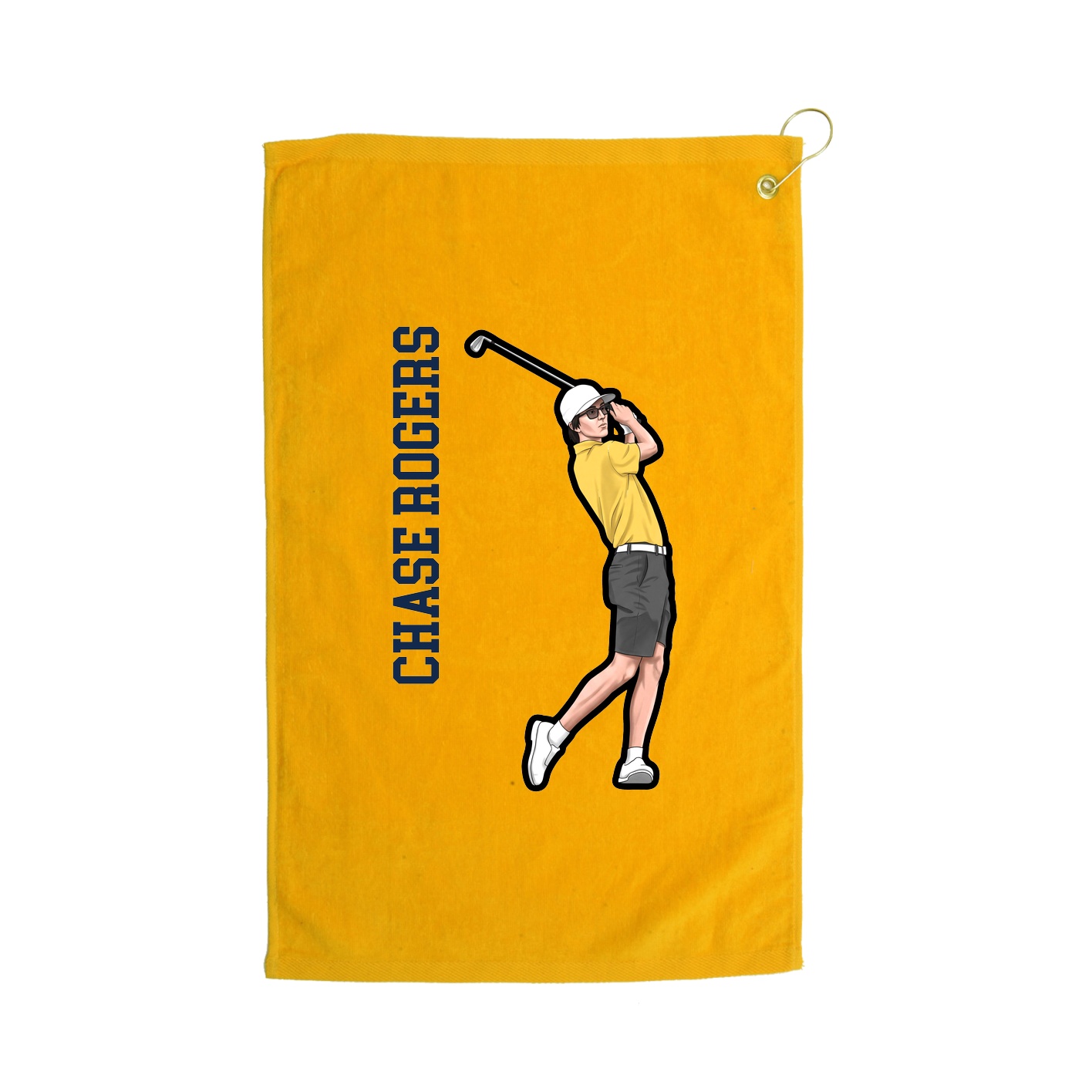 Golf Towel — Name Vertical in Gold