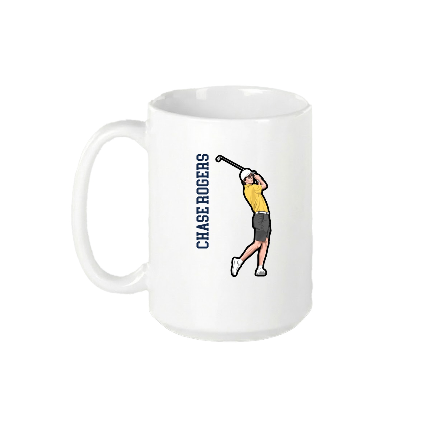 15oz Coffee Mug — Name Vertical in White