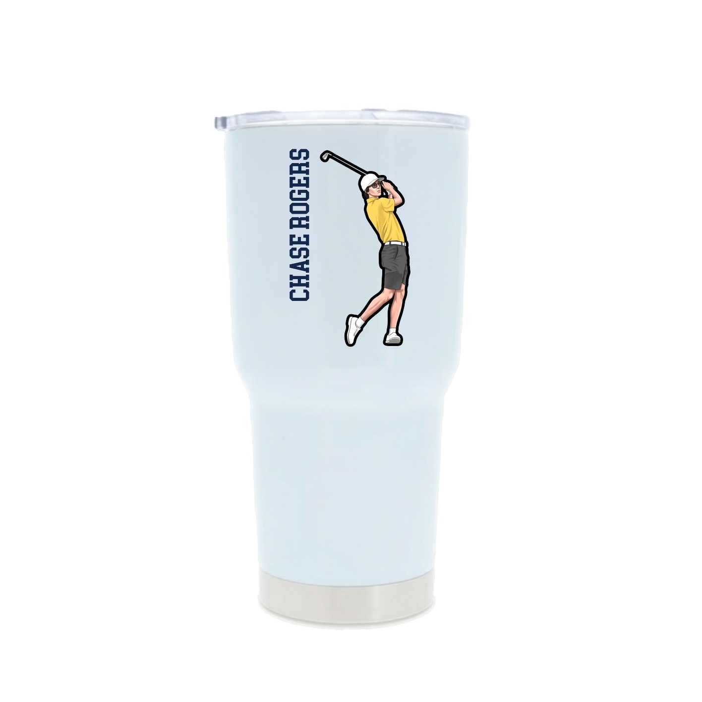 30oz Stainless Steel Tumbler — Name Vertical in White