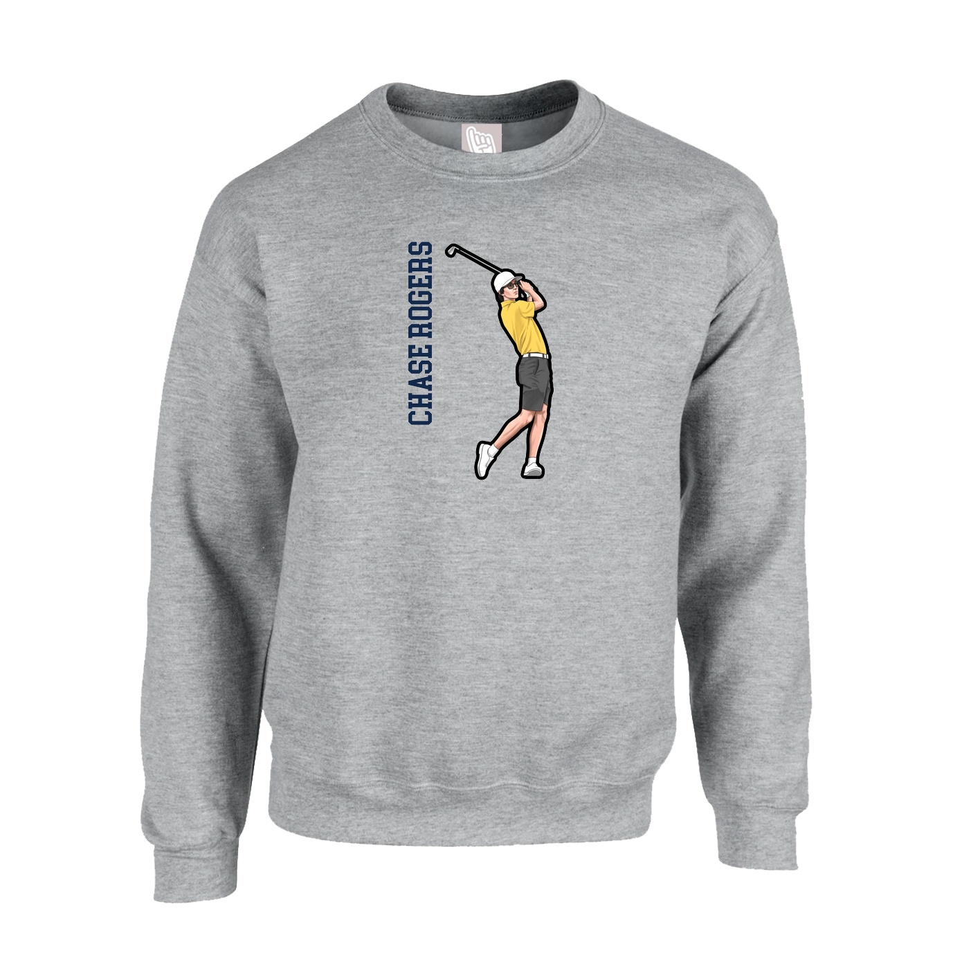 Fleece Crew — Name Vertical in Grey
