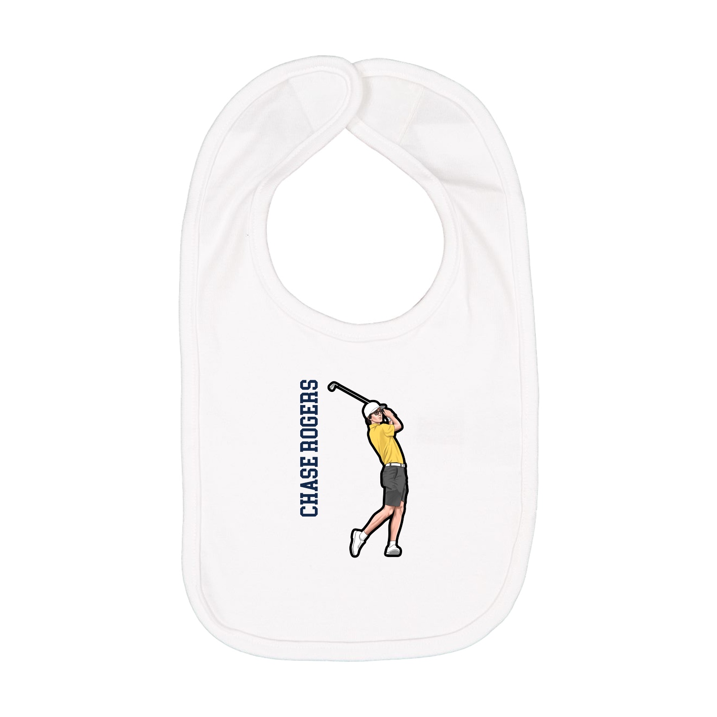 Infant Bib — Name Vertical in White