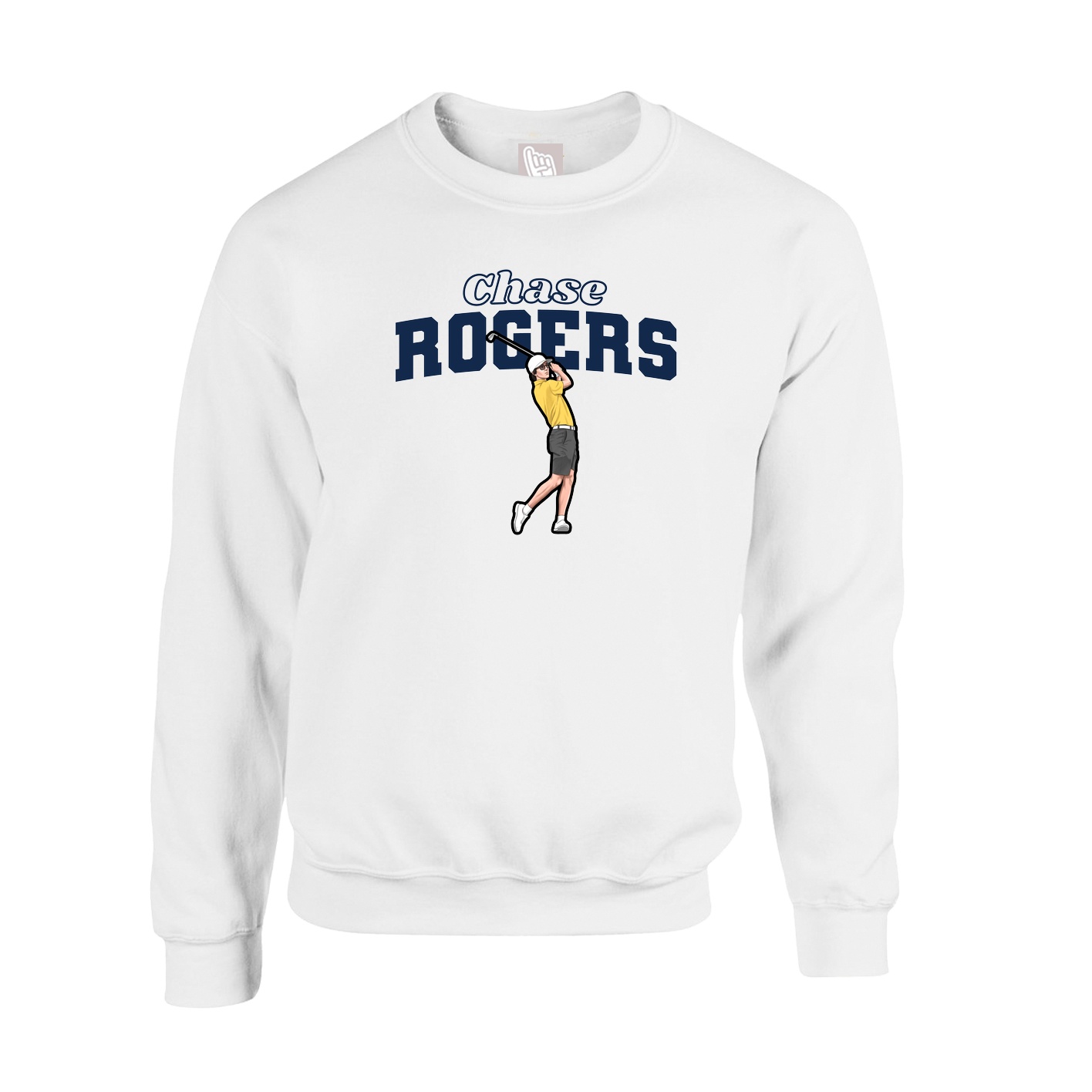 Fleece Crew — Name Arch in White