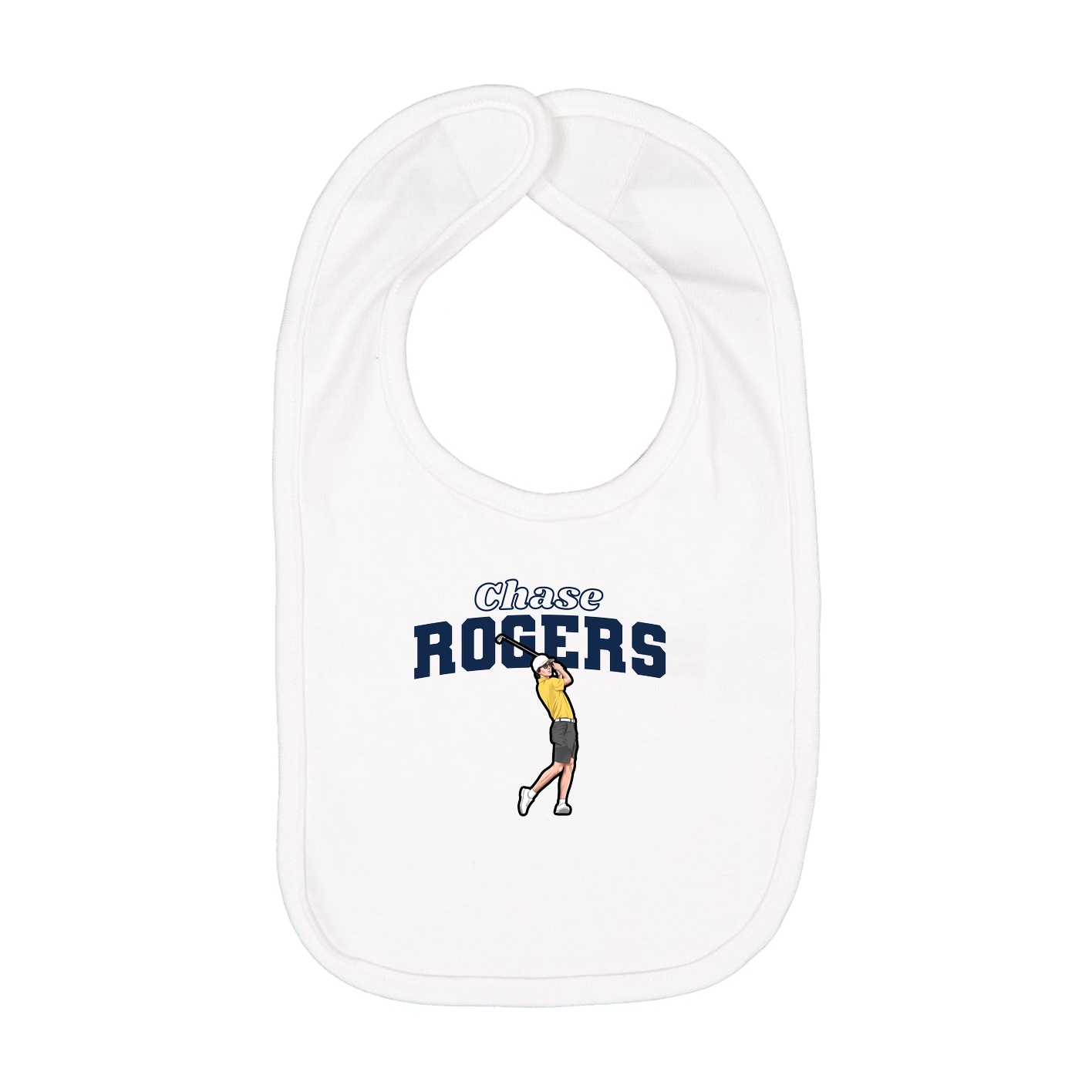 Infant Bib — Name Arch in White