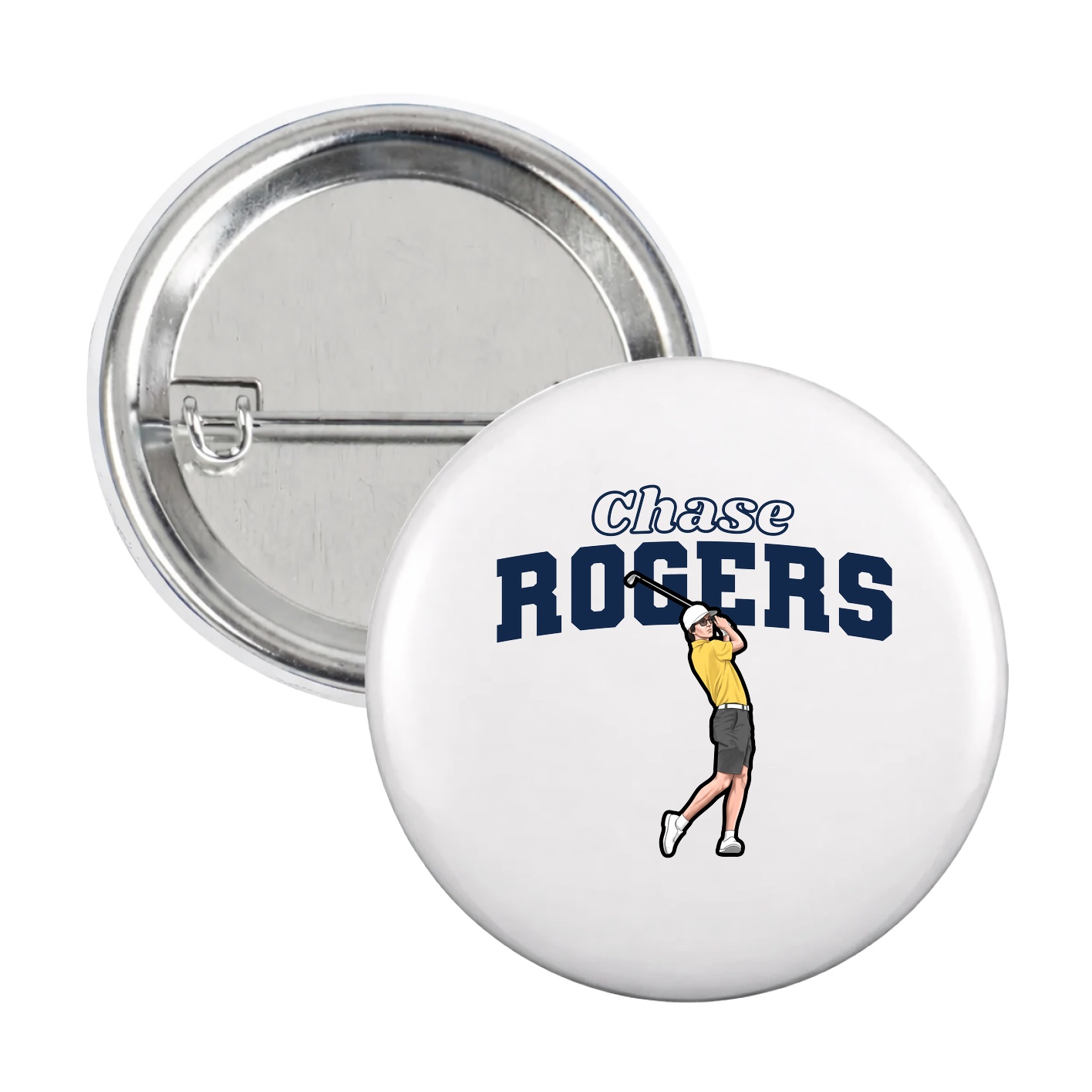 Game Day Button — Name Arch in White