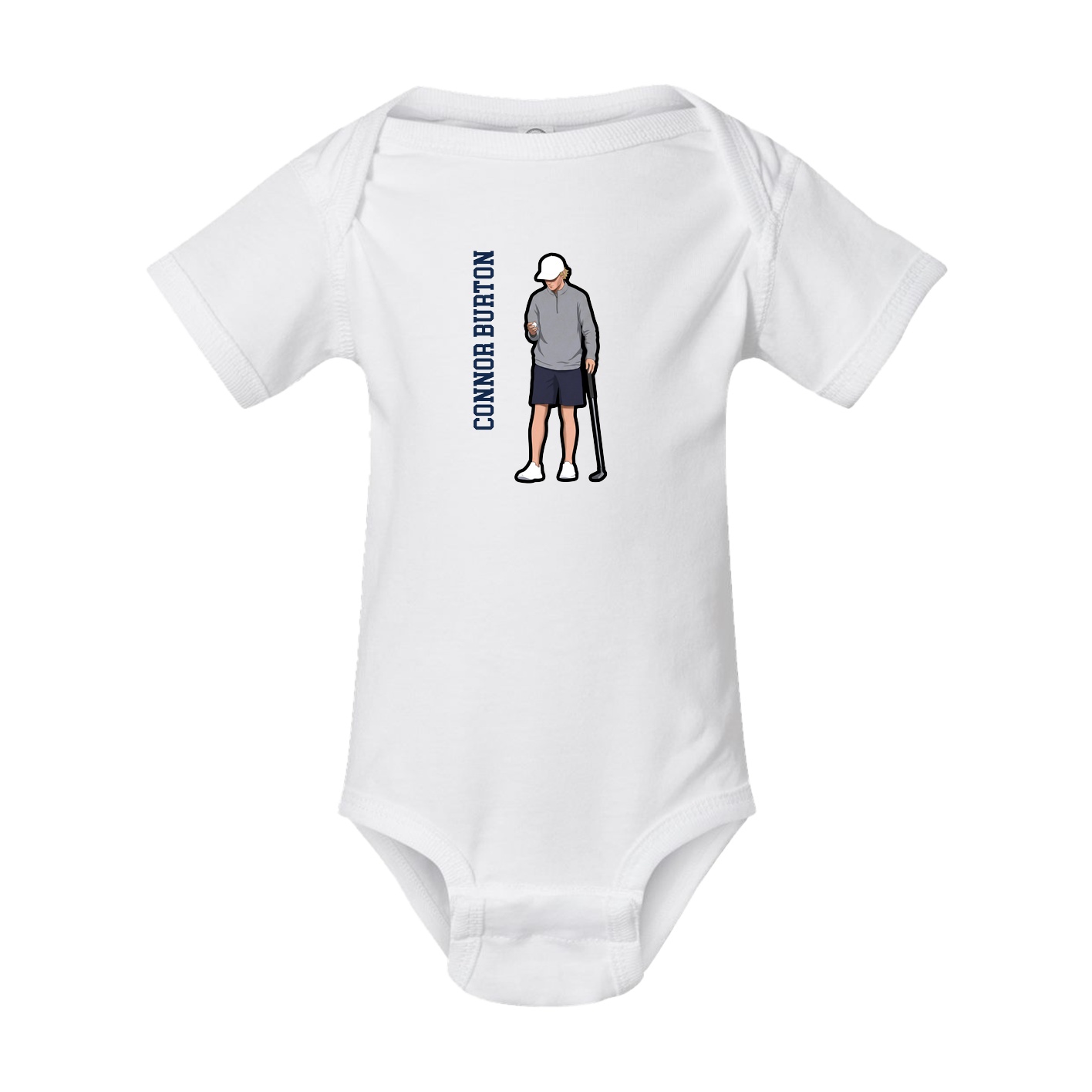 Baby Onesie — Name Vertical in White