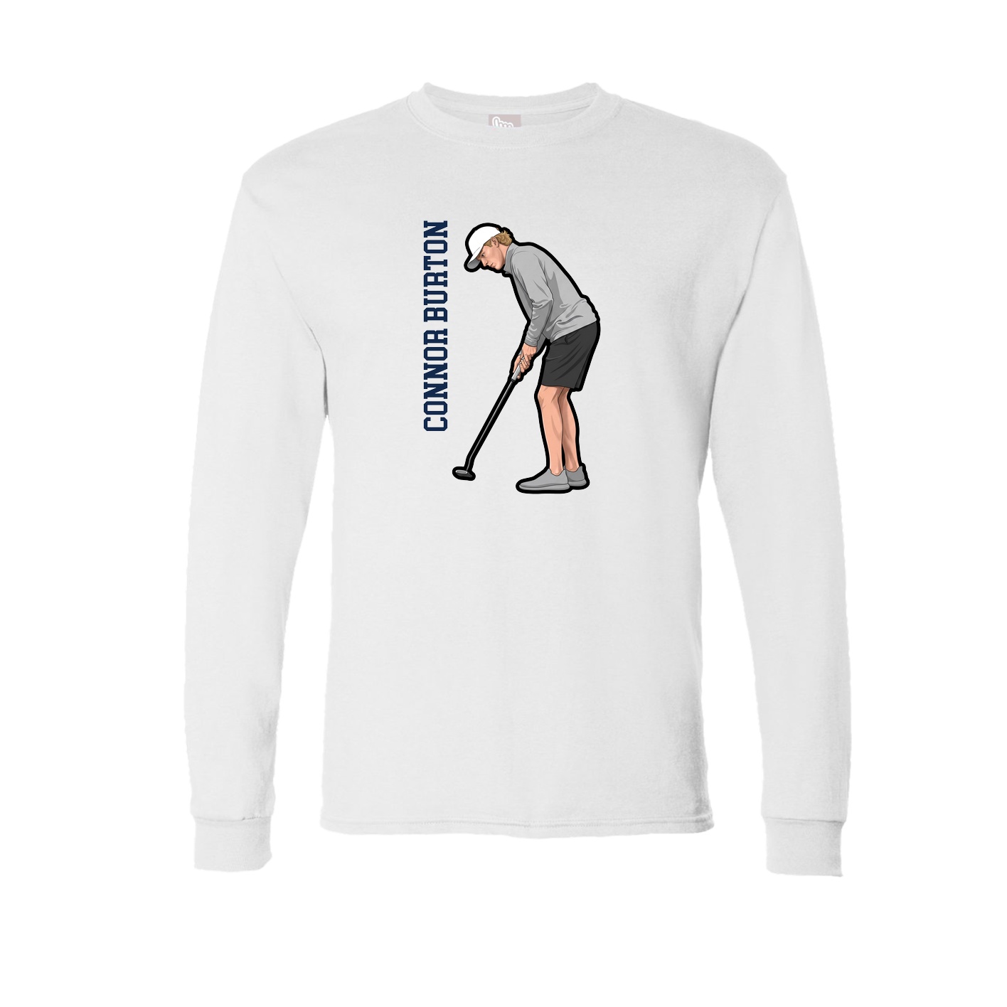 Long Sleeve Tee — Name Vertical in White
