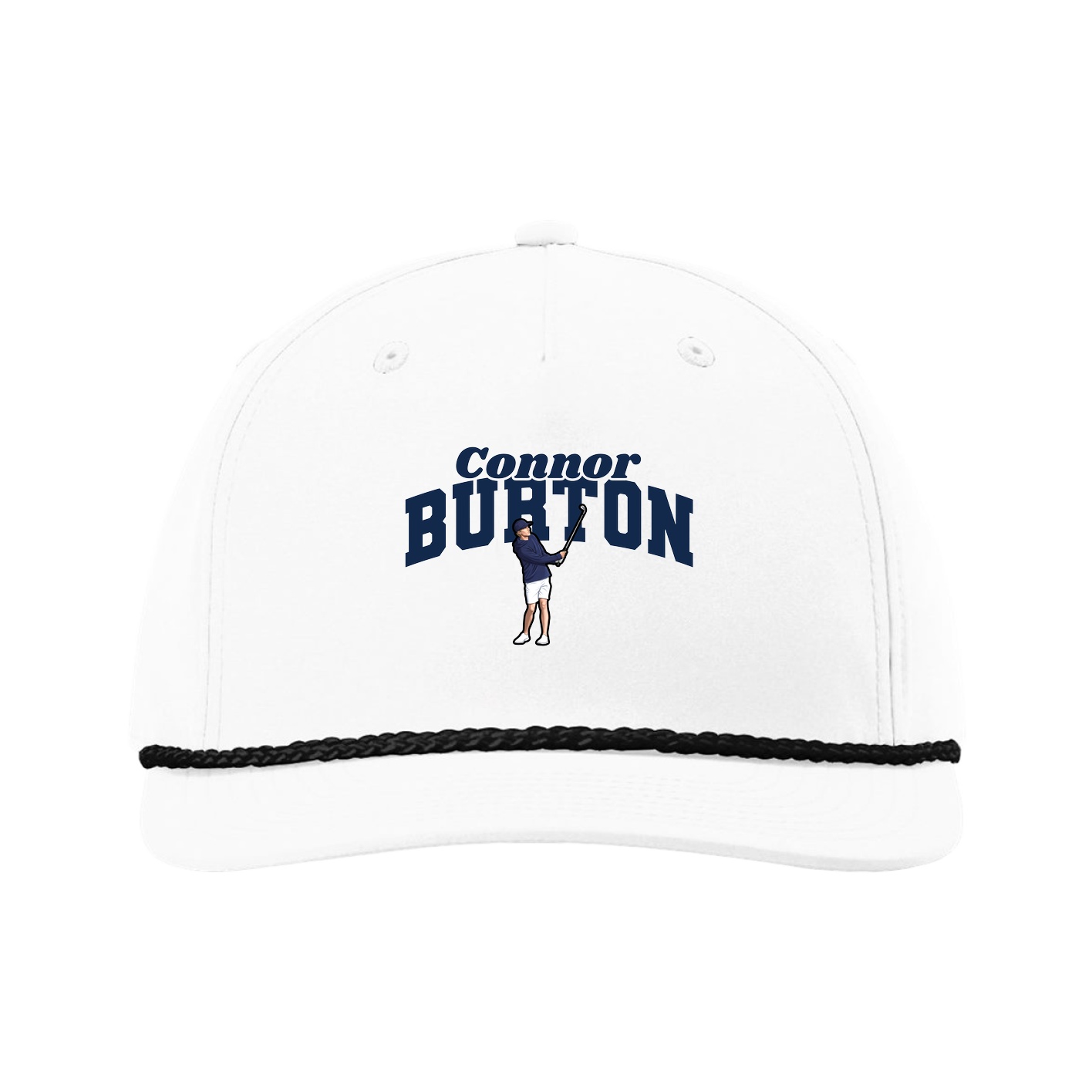 Five-Panel Classic Rope Cap — Signature Arch in White