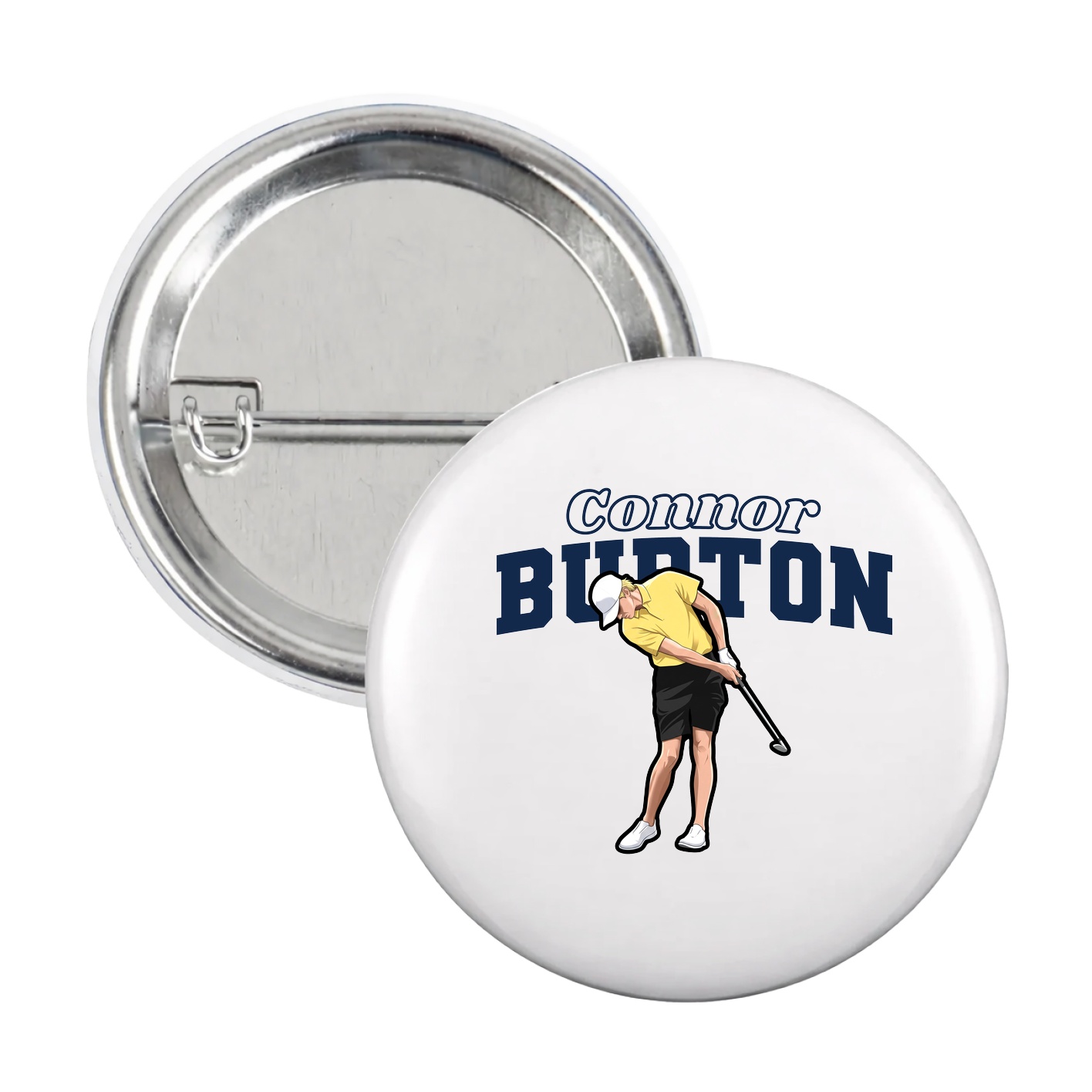 Game Day Button — Name Arch in White