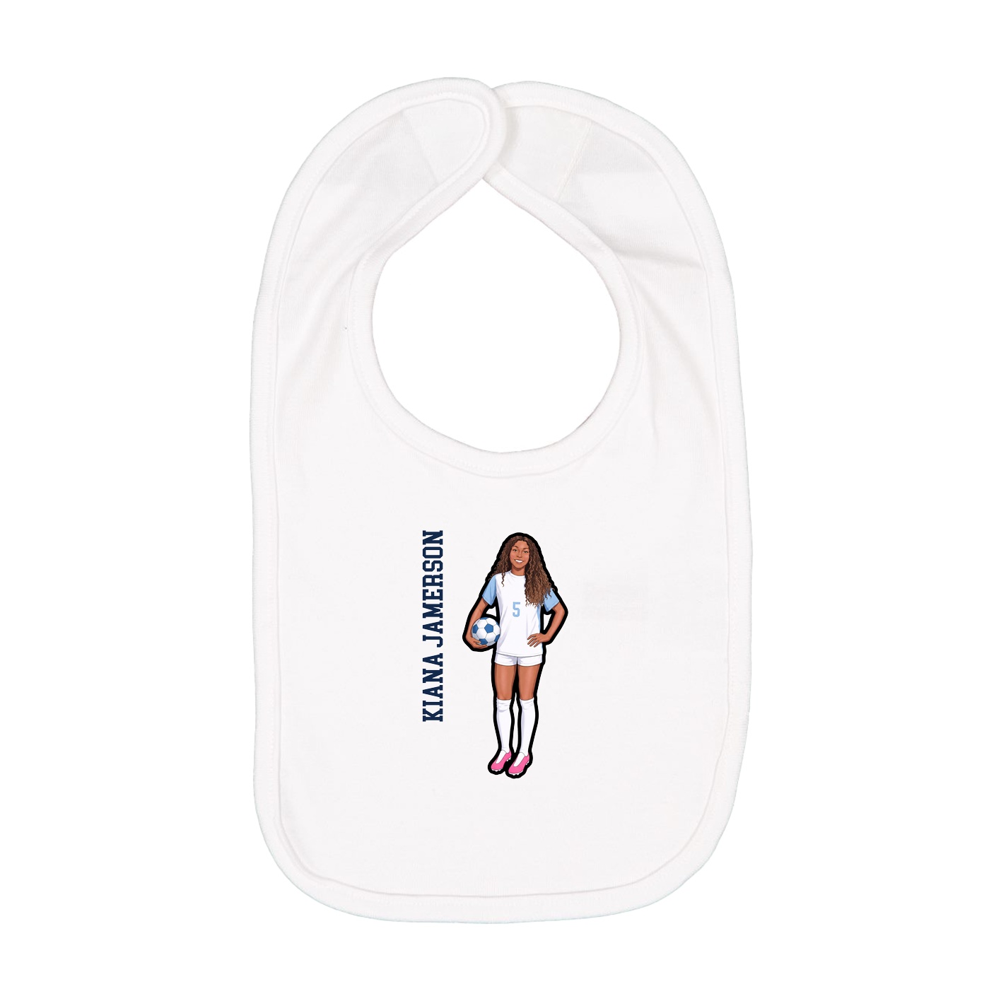 Infant Bib — Name Vertical in White