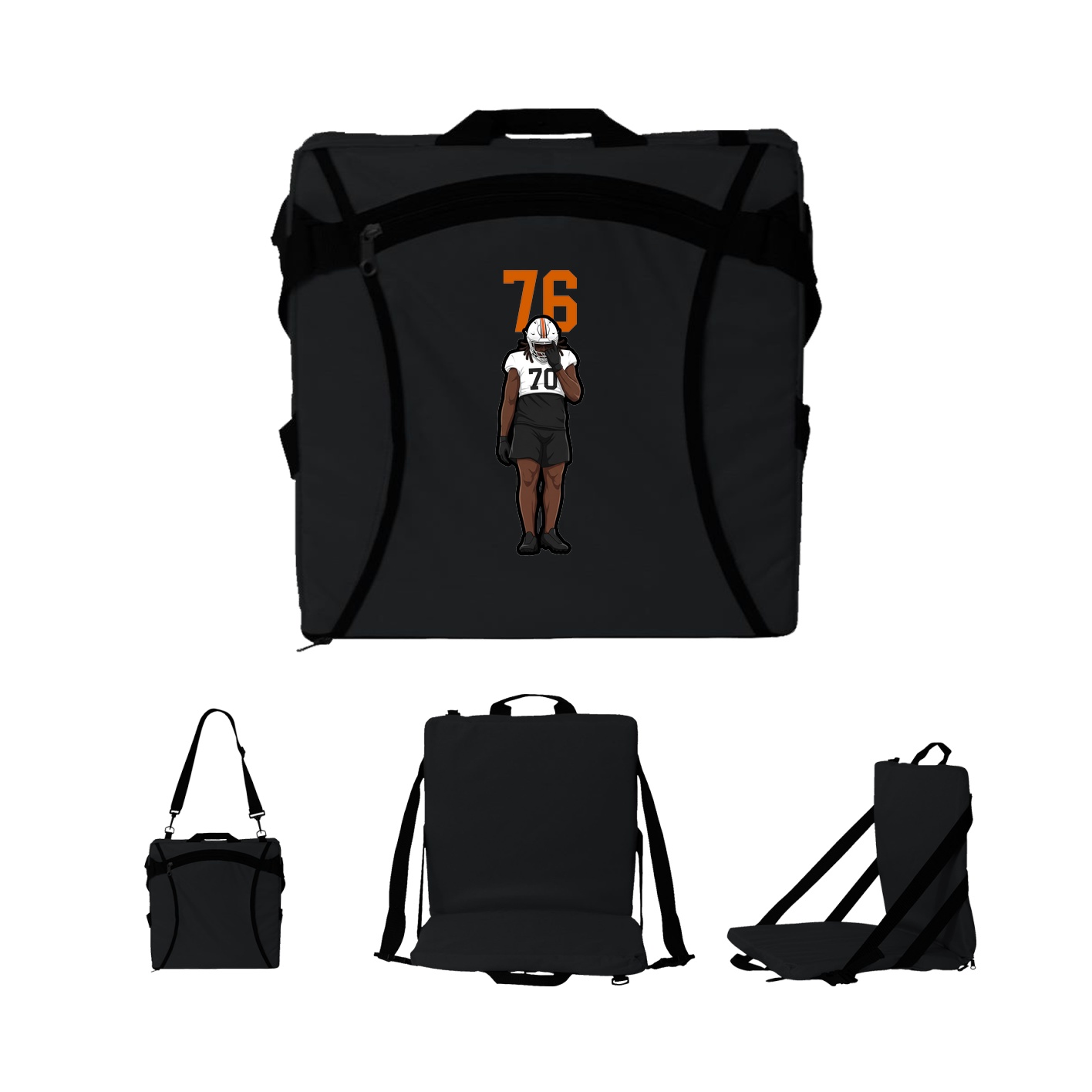 Folding Stadium Seat — Number Top in Black