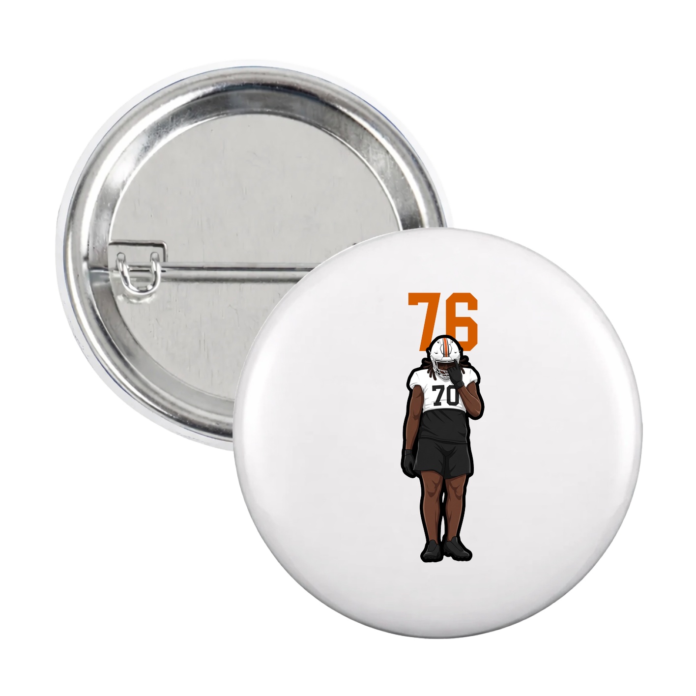 Game Day Button — Number Top in White