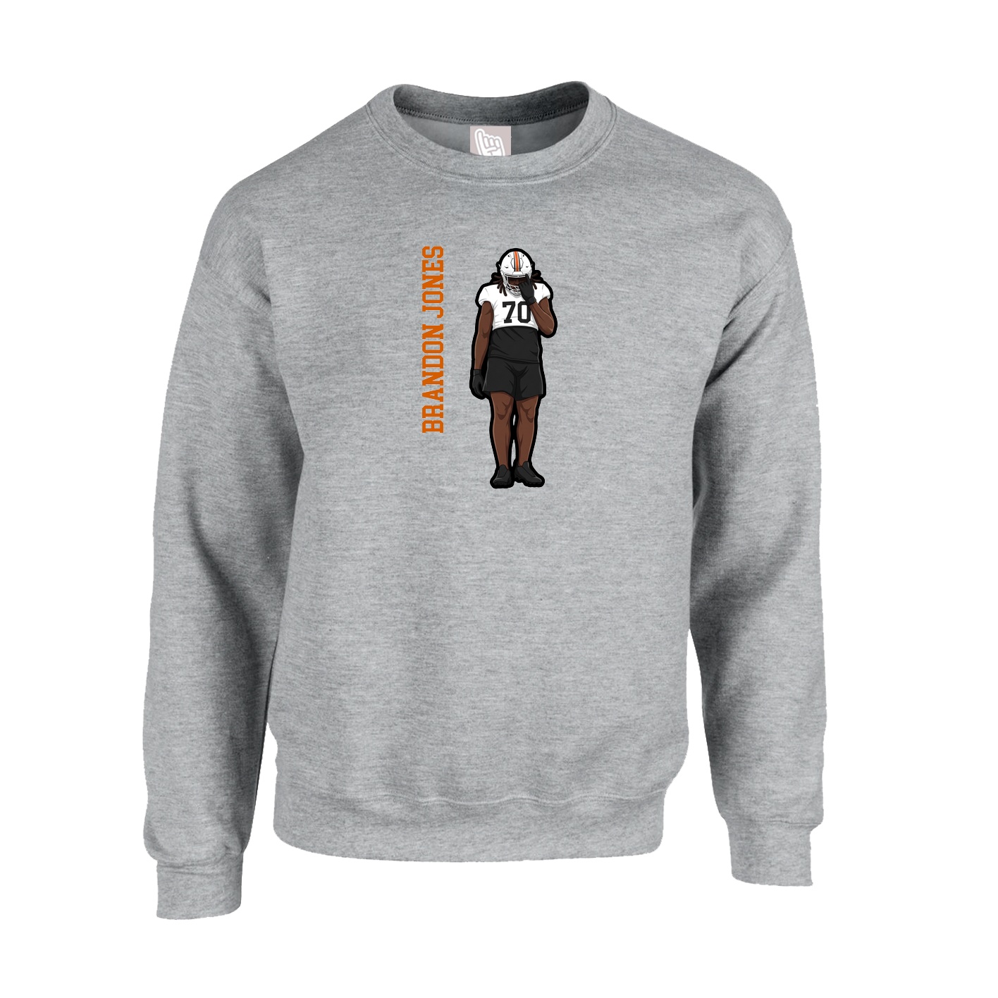 Fleece Crew — Name Vertical in Grey