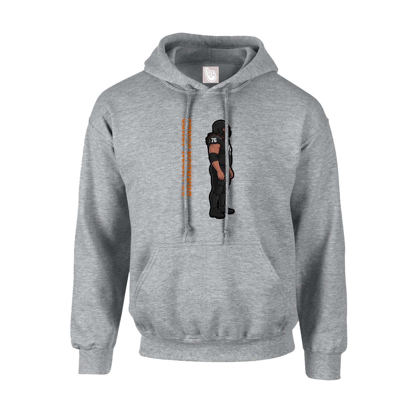 Hoodie — Name Vertical in Grey
