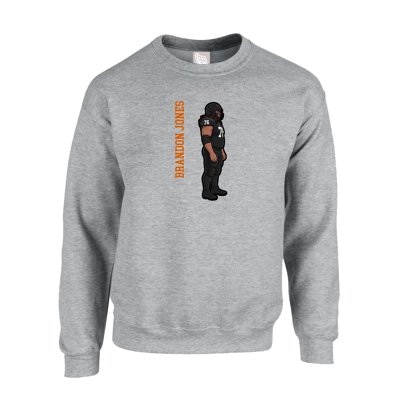 Fleece Crew — Name Vertical in Grey