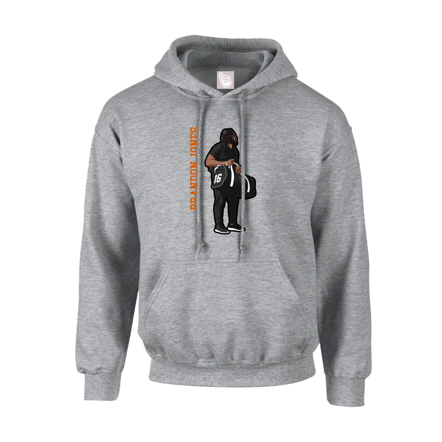 Hoodie — Name Vertical in Grey