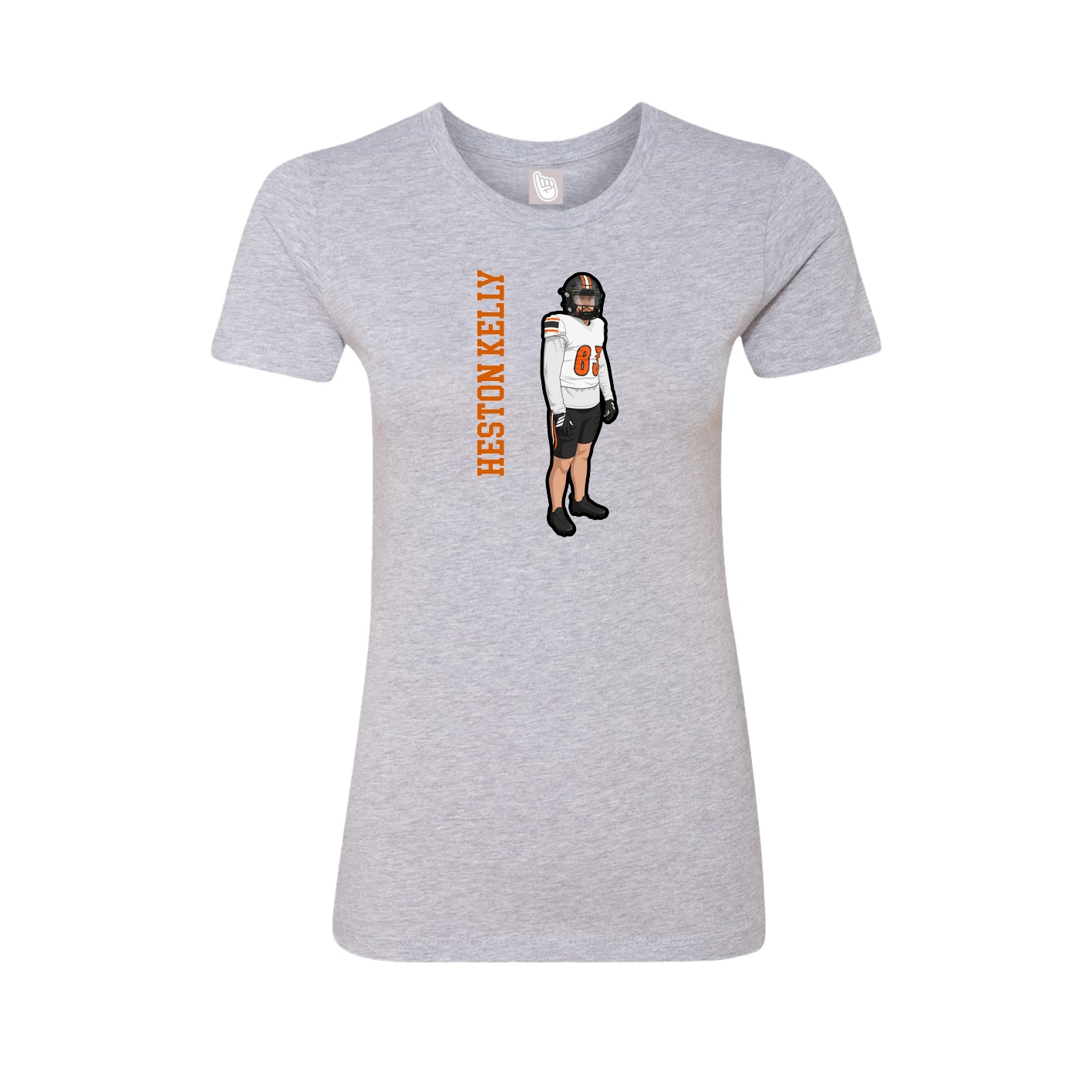 Fitted Women's Tee — Name Vertical in Grey