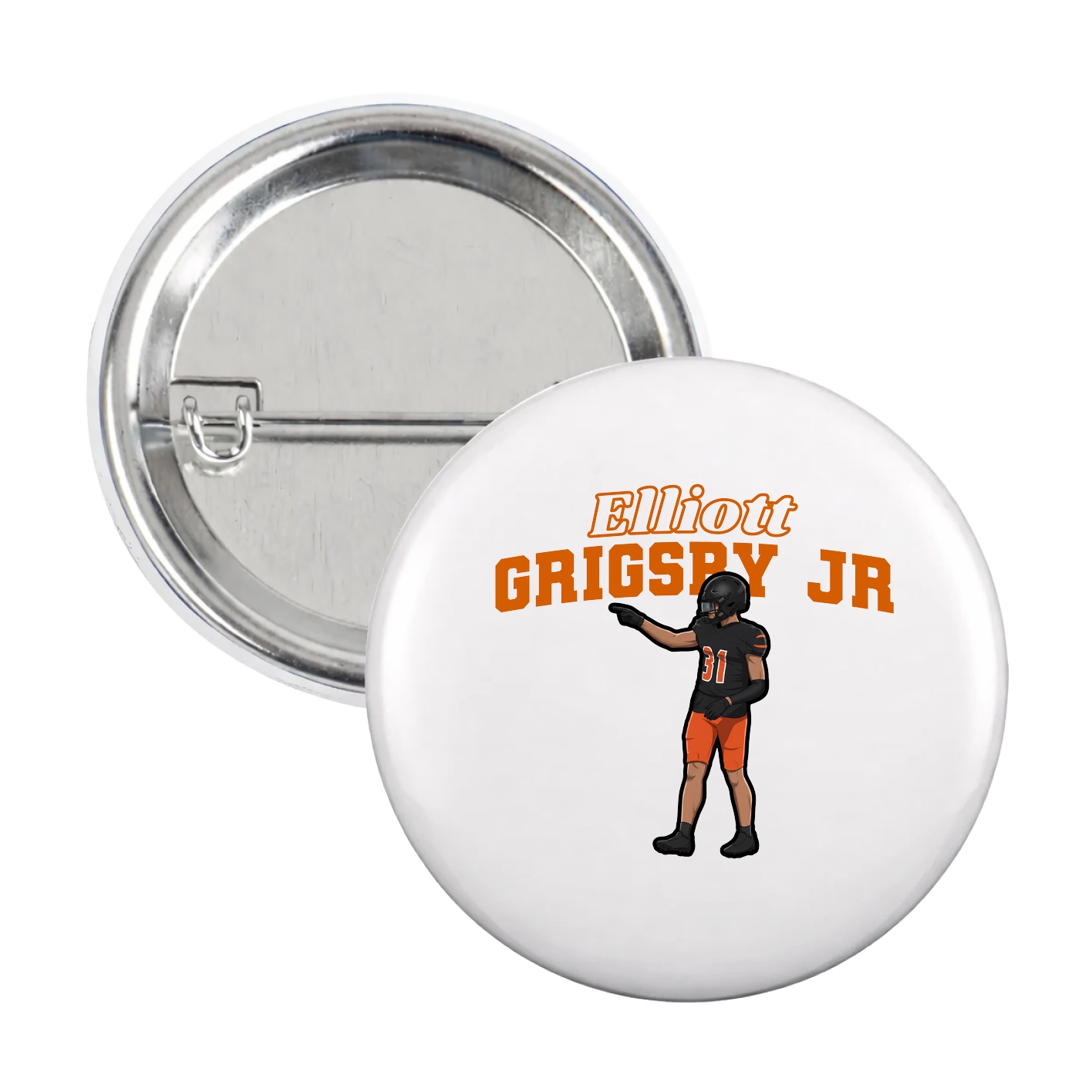Game Day Button — Name Arch in White