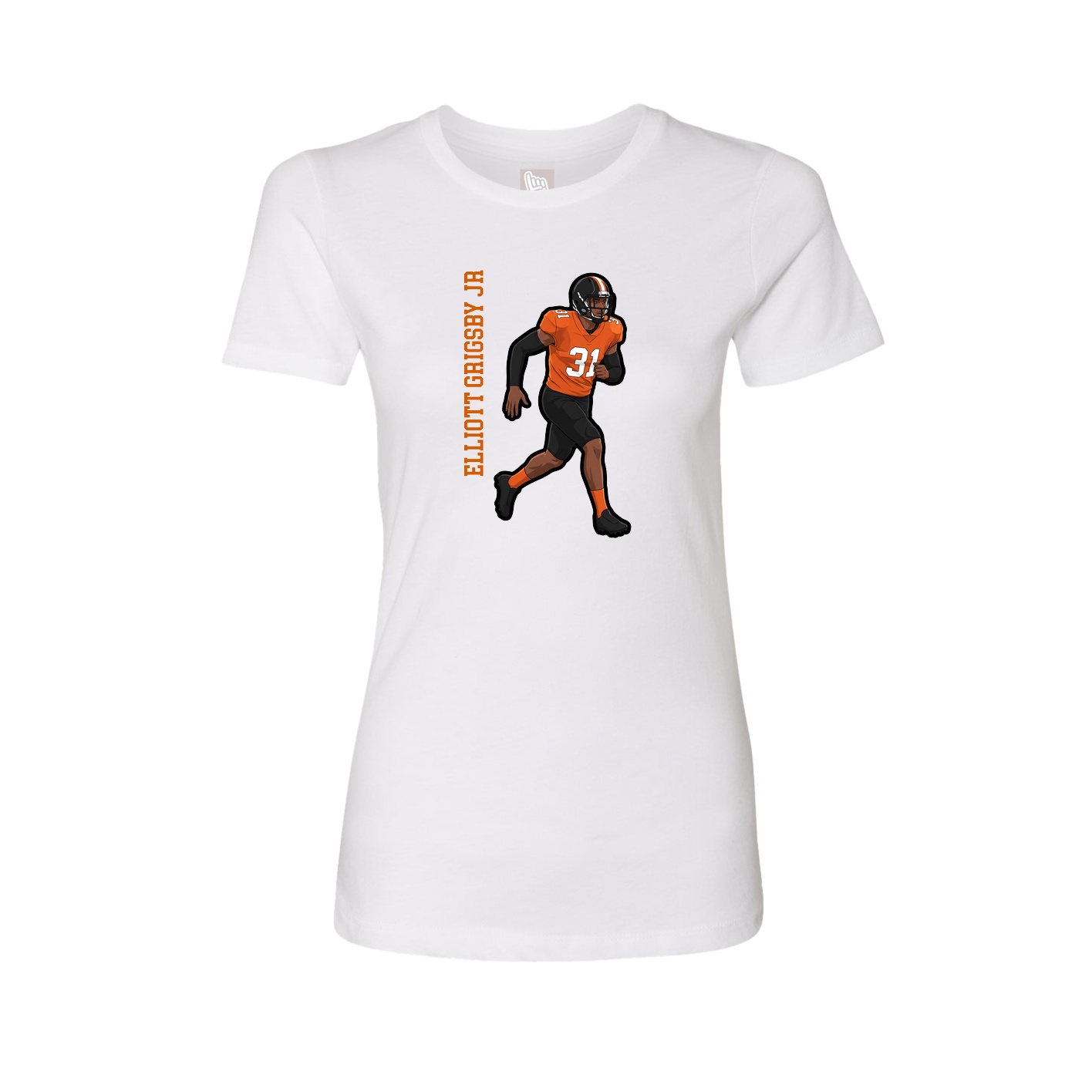 Fitted Women's Tee — Name Vertical in White