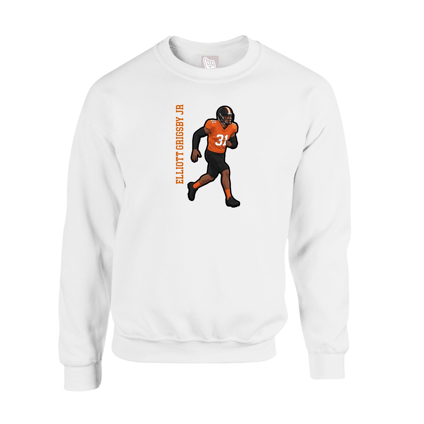 Fleece Crew — Name Vertical in White