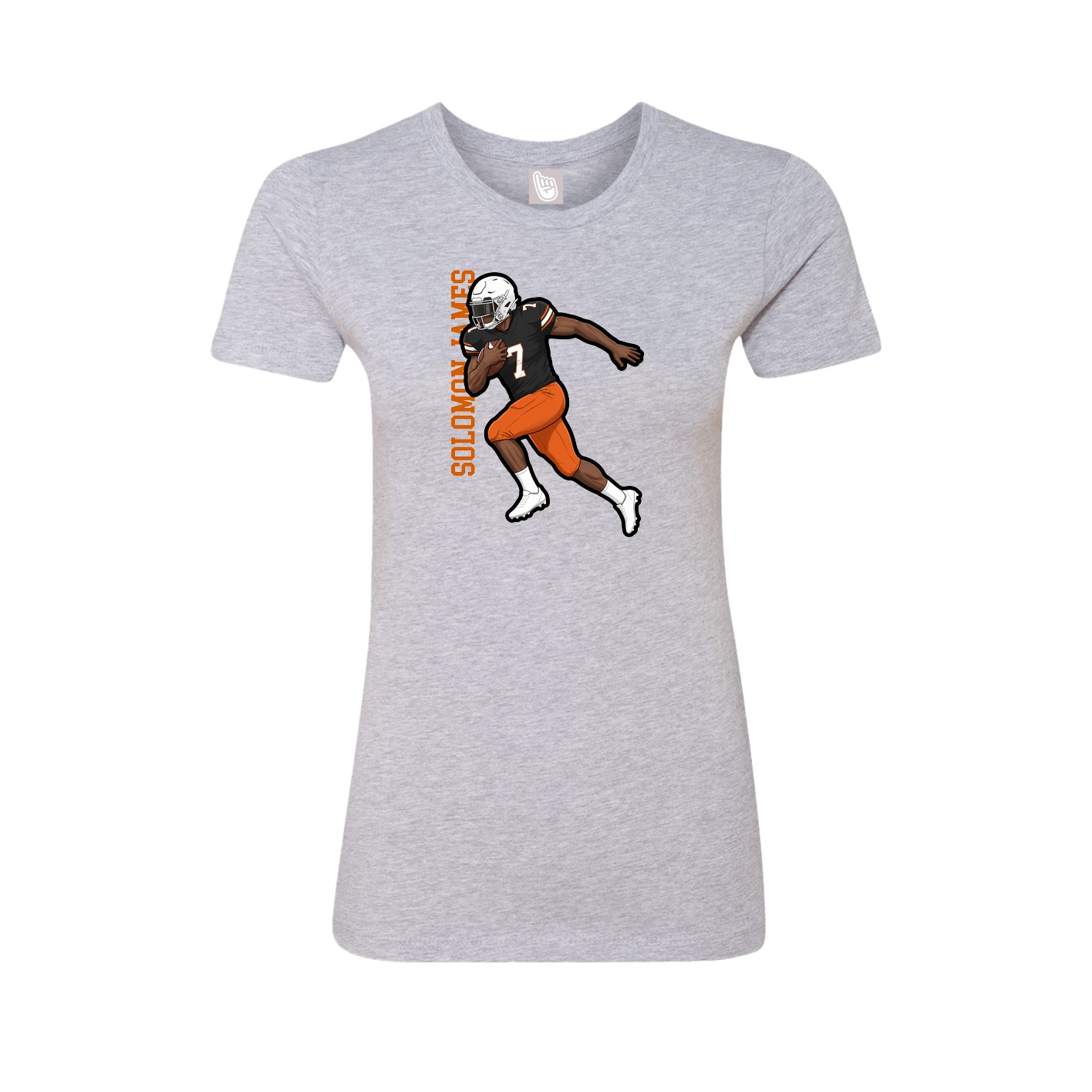 Fitted Women's Tee — Name Vertical in Grey