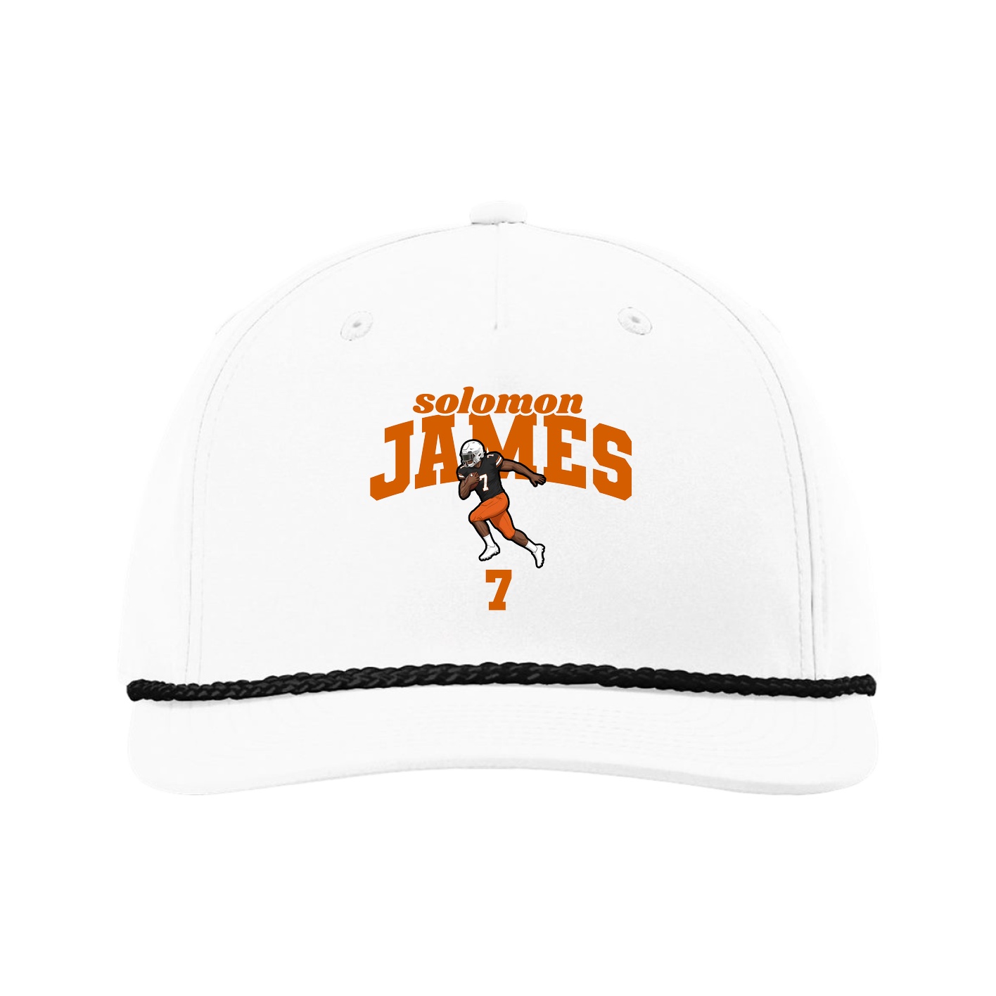 Five-Panel Classic Rope Cap — Signature Arch in White